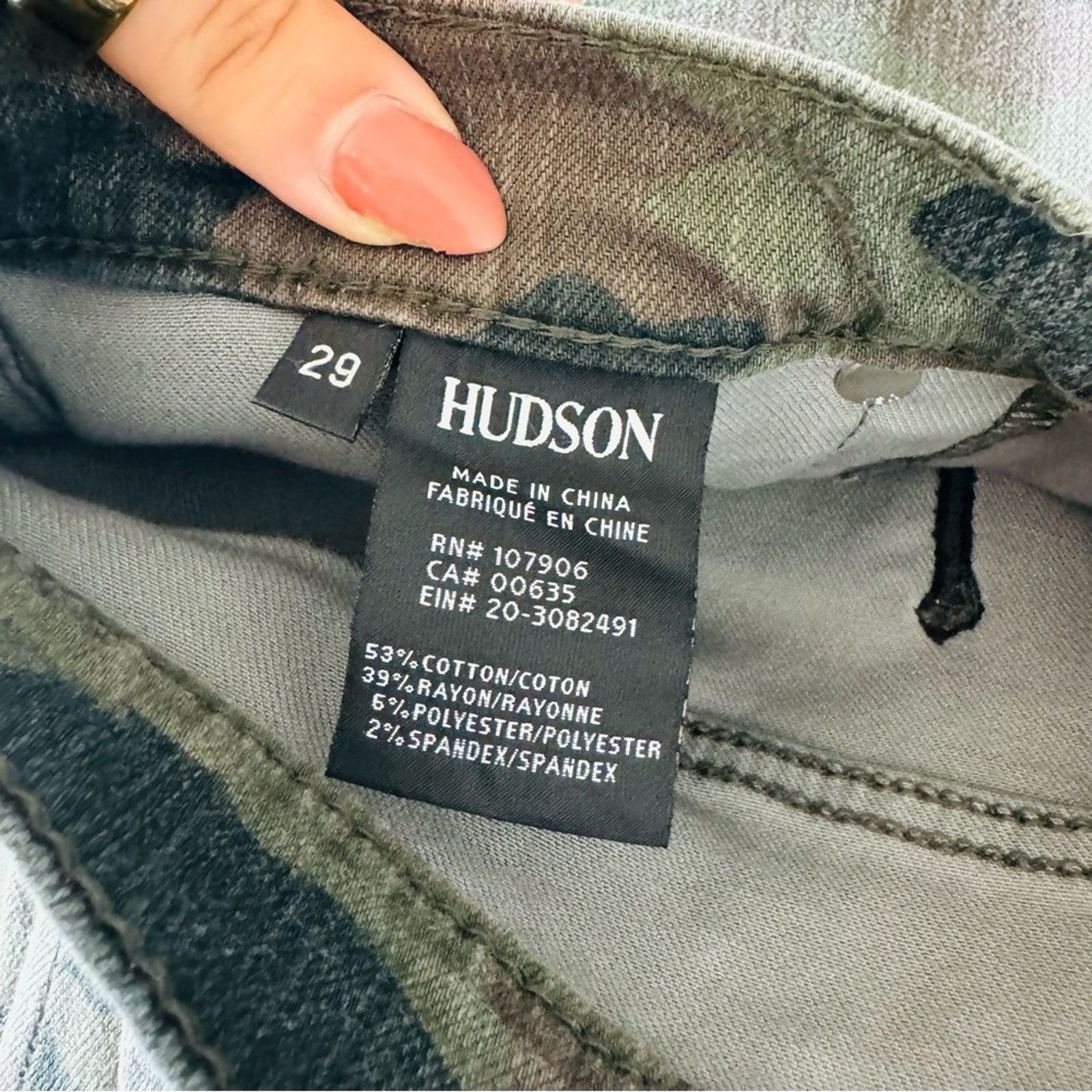 Hudson HUDSON Tan Olive Camo High Rise Super Skinny Leg Denim Jeans Size 28" / US 6 / IT 42 - 14 Thumbnail