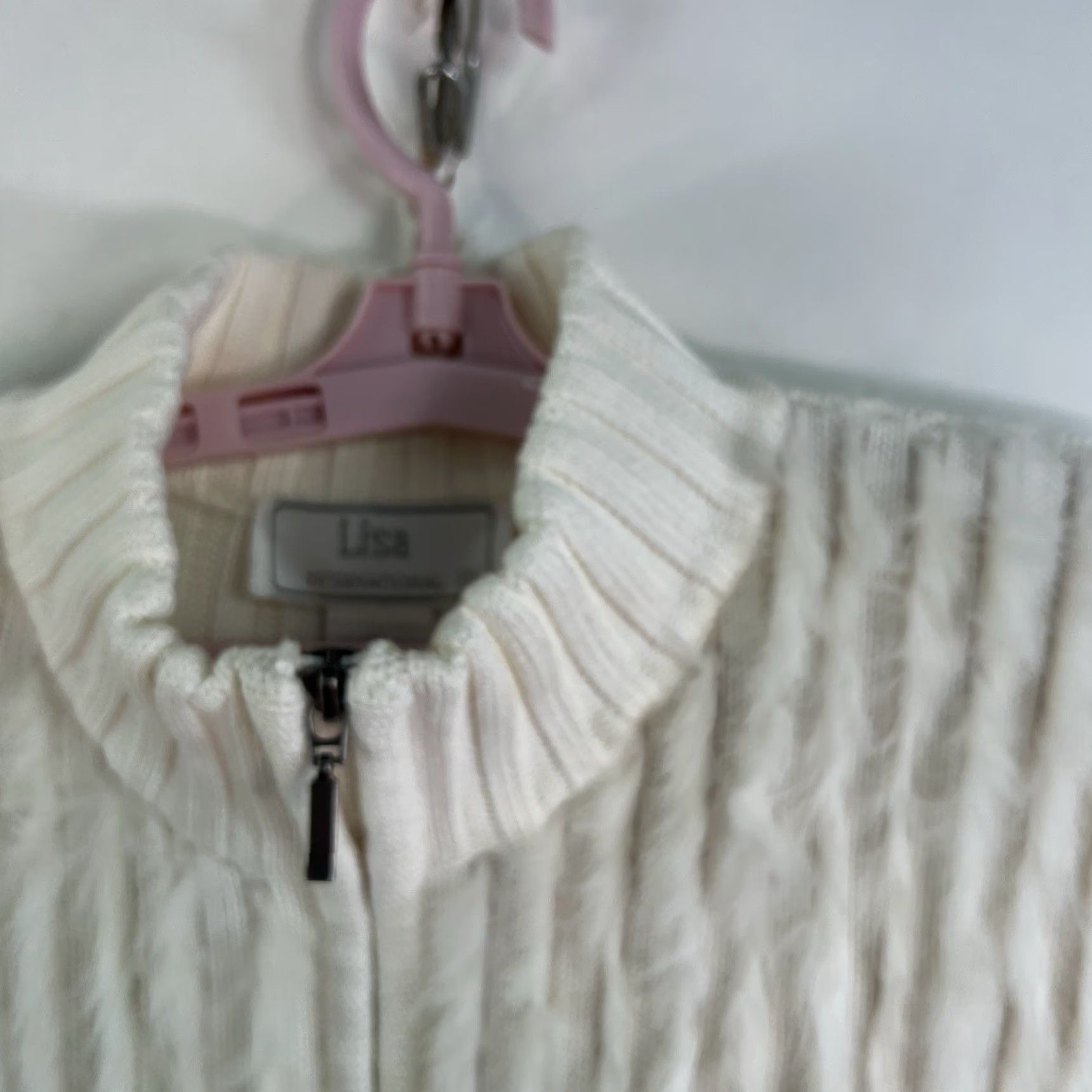 Vintage VINTAGE Lisa Int Full Zip Vest Shirt Women M Ivory Knit Striped 90s Designer Barbie Ang el Theme Mens? Wait Size M / US 6-8 / IT 42-44 - 3 Thumbnail