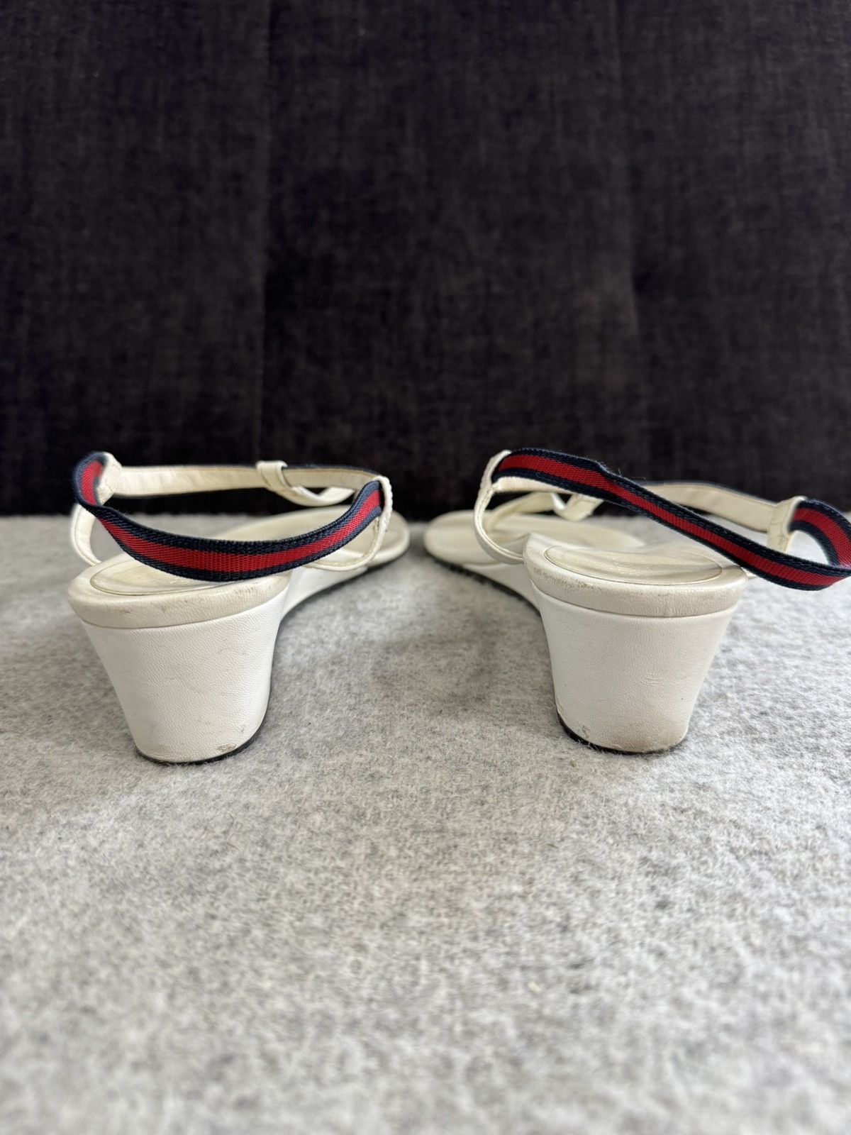 Gucci Gucci Leather Web Accent Leather T-Strap Wedge Sandals 40 Size US 10 / IT 40 - 4 Thumbnail