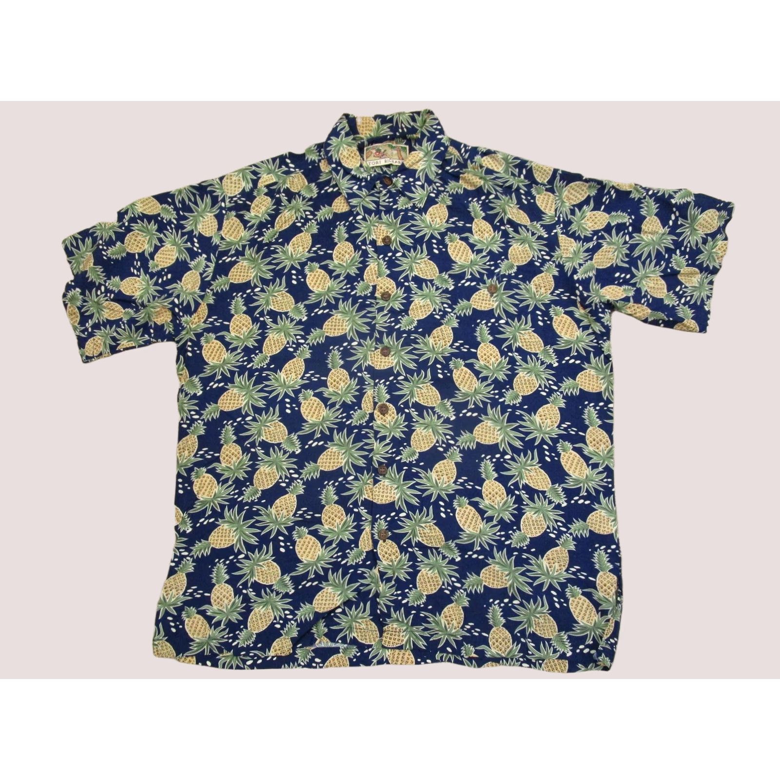 Tori Richard Tori Richard Shirt Men Medium Blue Pineapple Hawaiian Aloha Tropical Button-Up Size US M / EU 48-50 / 2 - 1 Thumbnail