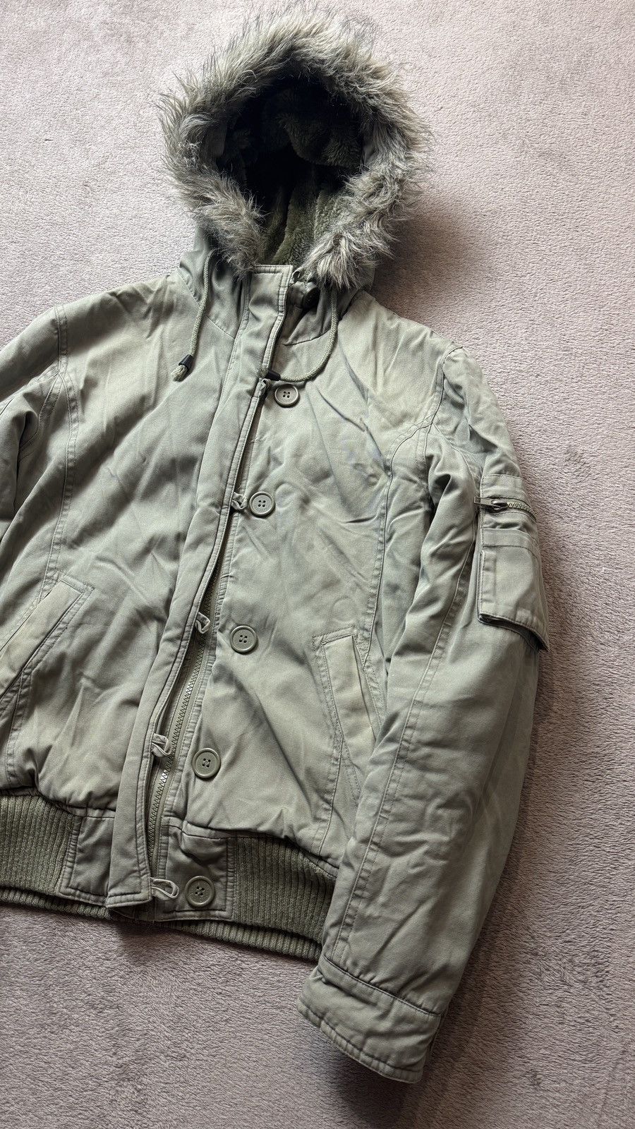 Japanese Brand Military Vintage Faded Faux Fur Jacket y2k LGB Goa Fuzzy Size US M / EU 48-50 / 2 - 4 Thumbnail