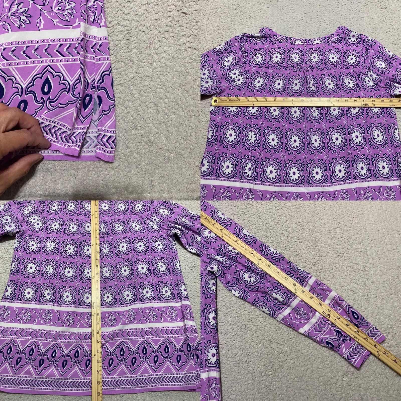 Talbots Talbots Purple Floral V-Neck Pullover Shirt 0X Plus Womens Long Sleeve Blouse Purple Floral 0X Women Talbots Shirt Size XL / US 12-14 / IT 48-50 - 8 Thumbnail
