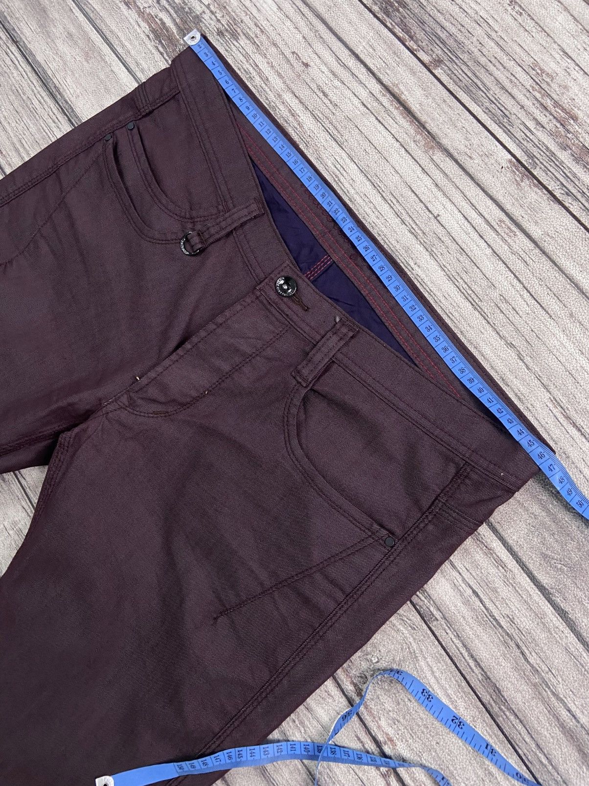 If Six Was Nine × Le Grande Bleu (L.G.B.) × Nicole Club 2000s NCFM Punk Goth Waxed Flare Pants Burgundy Avant Garde Size US 36 / EU 52 - 3 Thumbnail