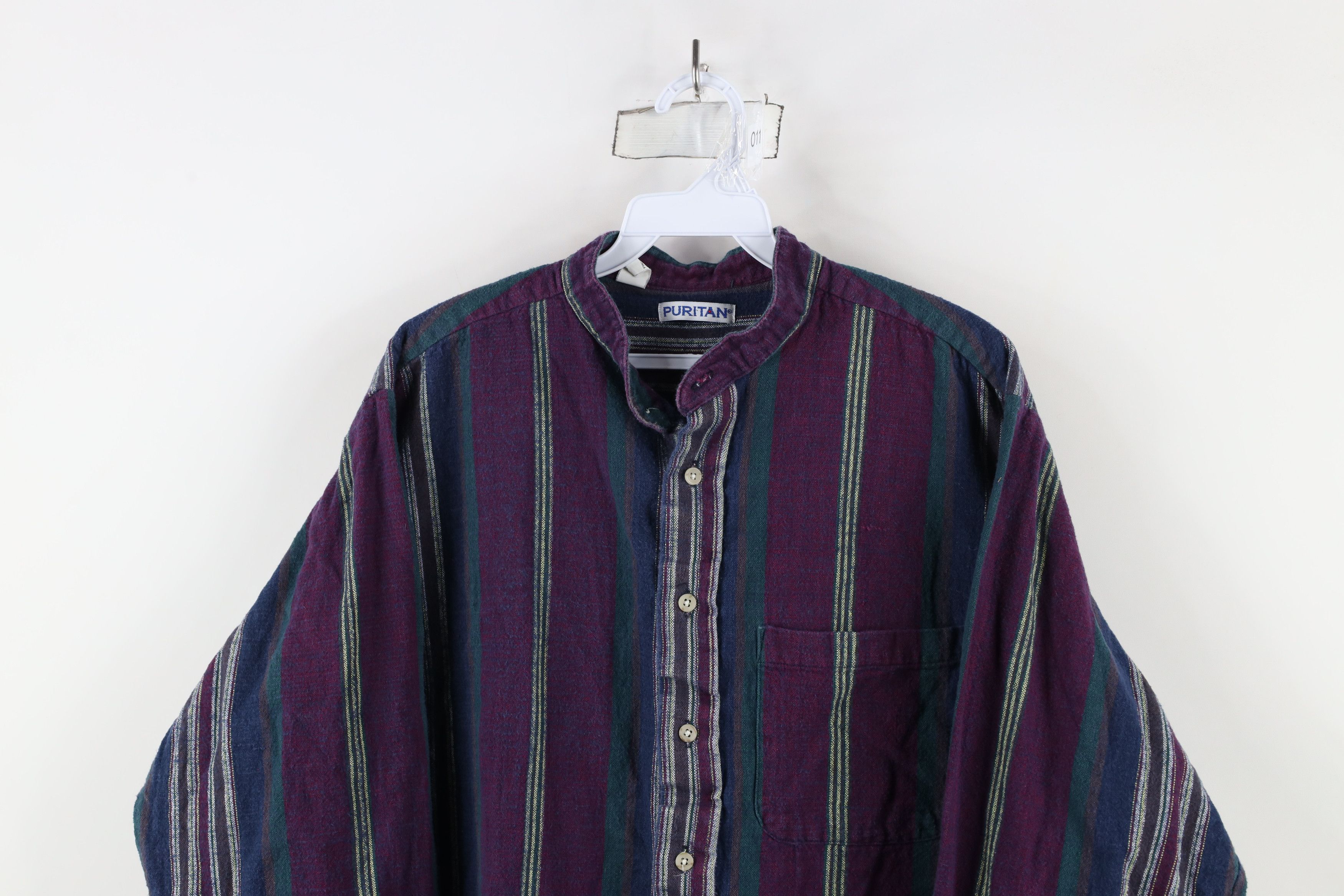 Vintage Vintage 90s Streetwear Striped Flannel Collar Button Shirt Size US XL / EU 56 / 4 - 2 Thumbnail