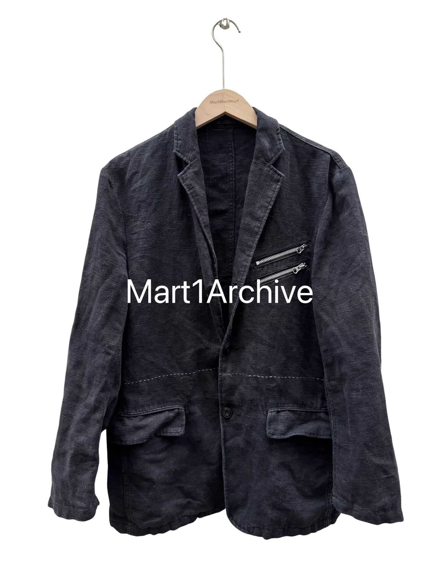 PPFM PPFM Zipper Detail Linen Blend Blazer Size L Size 40R - 1 Thumbnail