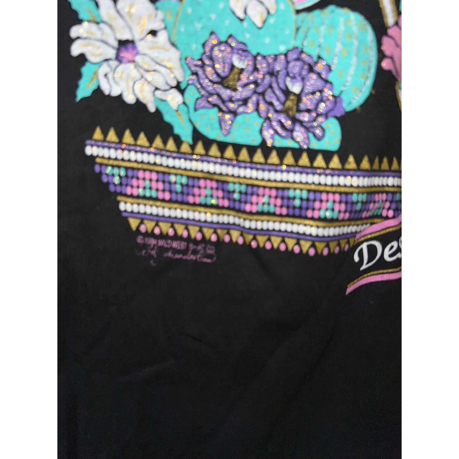 Jerzees Vintage Las Vegas Casino Western Flower Graphic Black Shirt Size US L / EU 52-54 / 3 - 5 Thumbnail