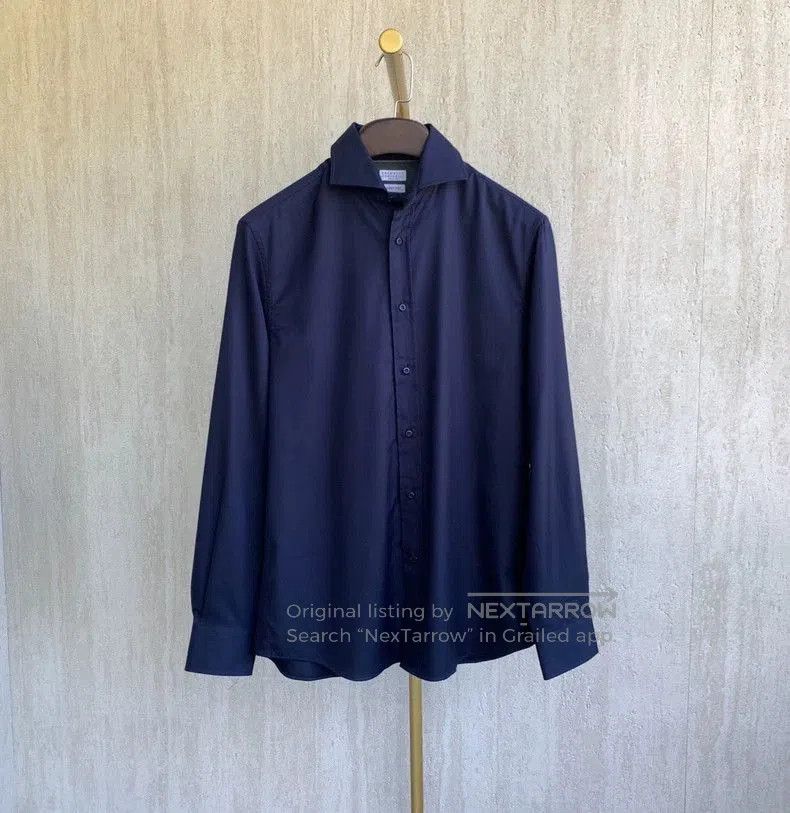 Brunello Cucinelli Brunello Cucinelli Blue Twill Shirt. Size US M / EU 48-50 / 2 - 1 Thumbnail