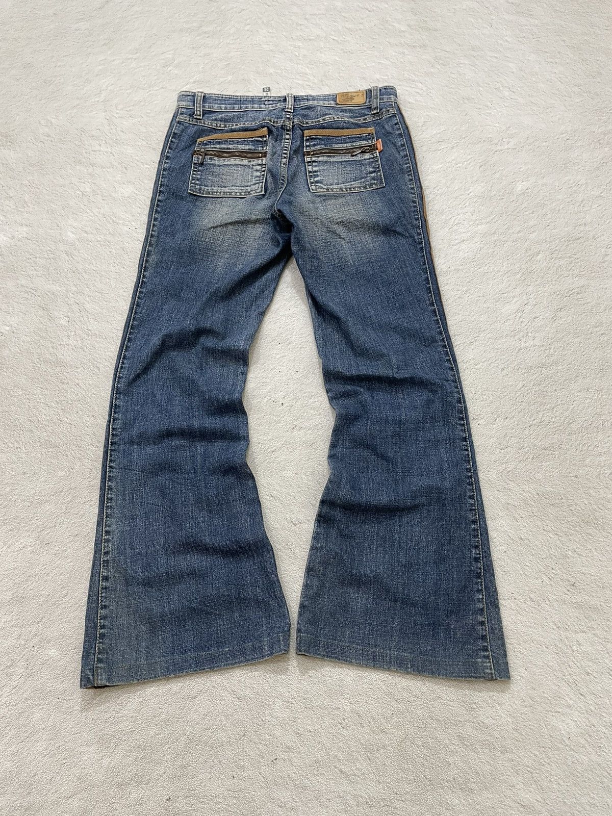 Japanese Brand 00s Diesel Flare Denim Mudwash Bootcut Jeans Side Stripe Y2K Size 28" / US 6 / IT 42 - 7 Thumbnail
