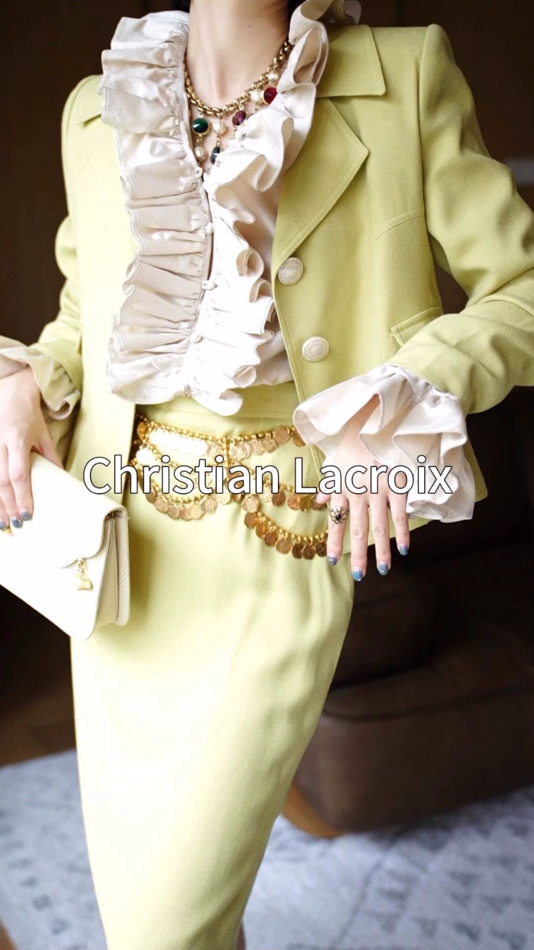 Christian Lacroix Vintage Christian Lacroix 1996 Pale Green Wool Set Size XS / US 0-2 / IT 36-38 - 1 Thumbnail
