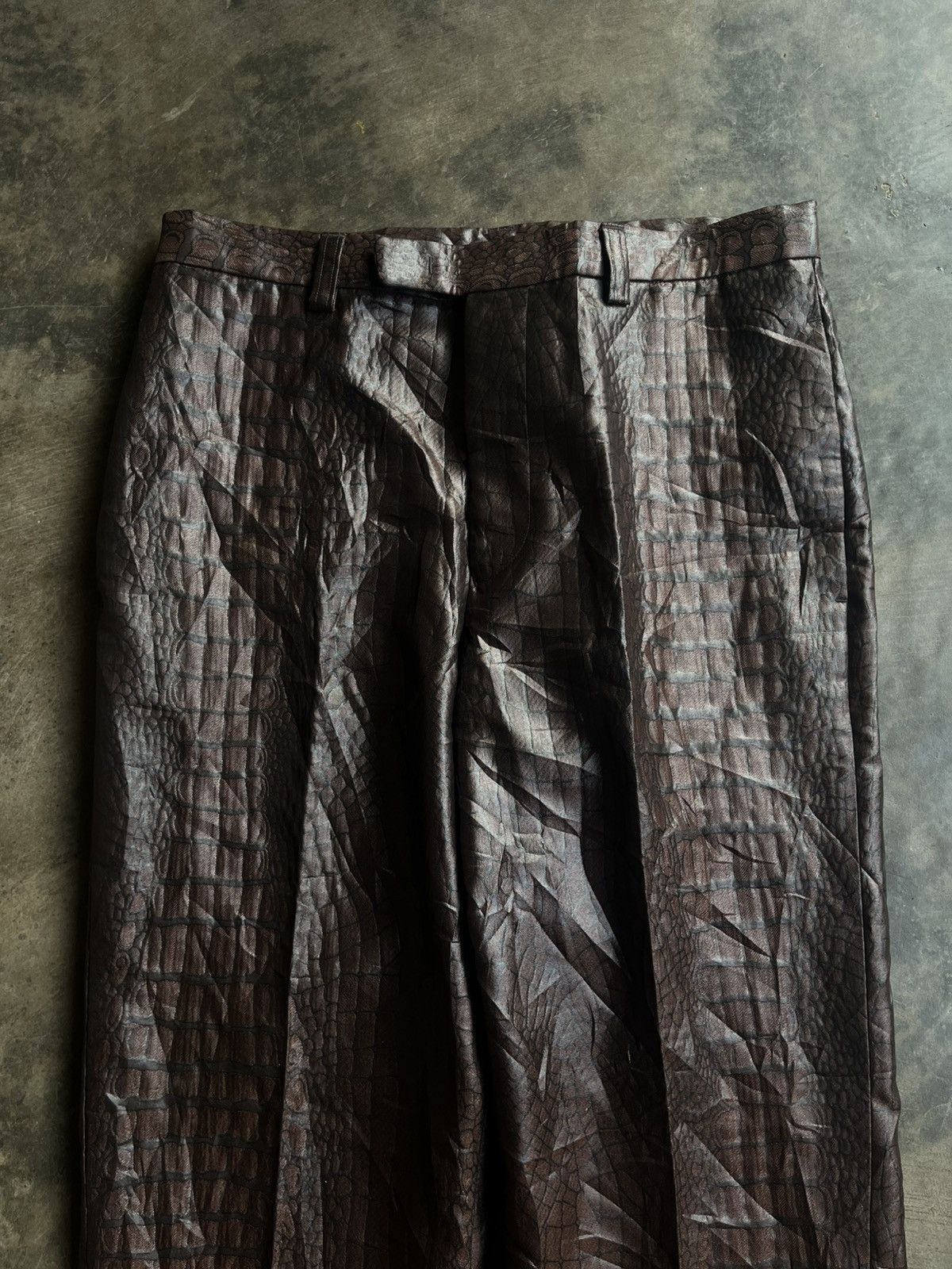 Jean Paul Gaultier JEAN PAUL GAULTIER HOMME JPG CROCODILE LEATHER EFFECT PANTS Size US 30 / EU 46 - 3 Thumbnail