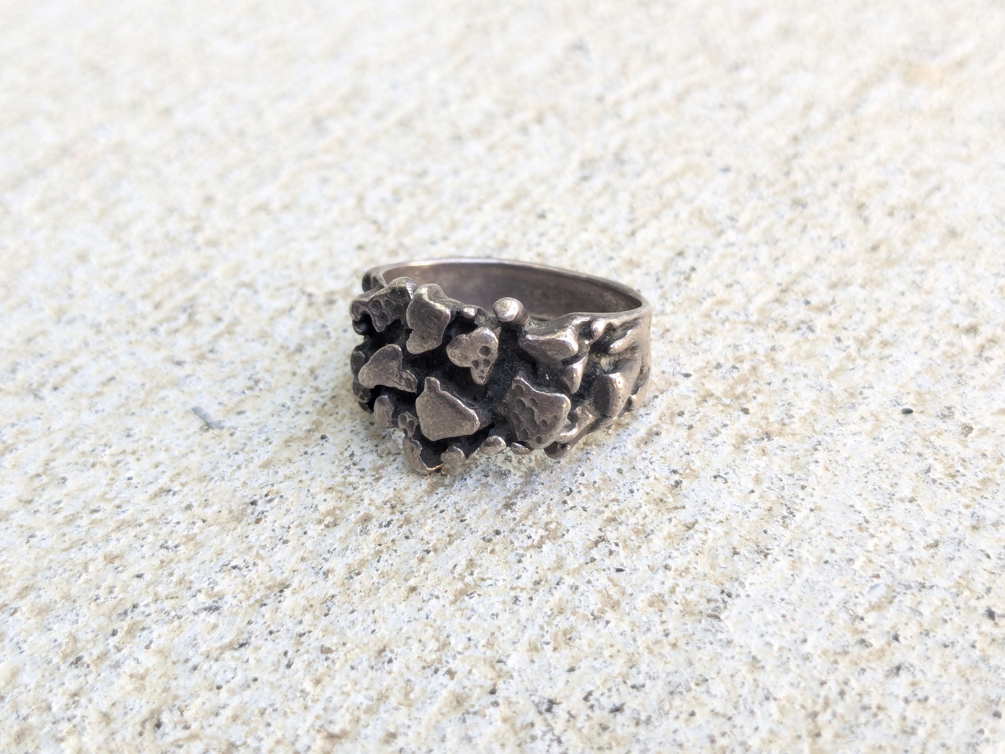 Jewelry Vintage Sterling Silver Ring Nugget 6.75 Modern Brutalist Size ONE SIZE - 2 Thumbnail