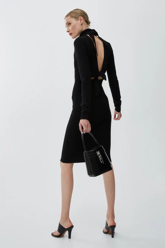 Givenchy o1w1db10326 Open Back Ties Dress in Black Size L / US 10 / IT 46 - 2 Thumbnail