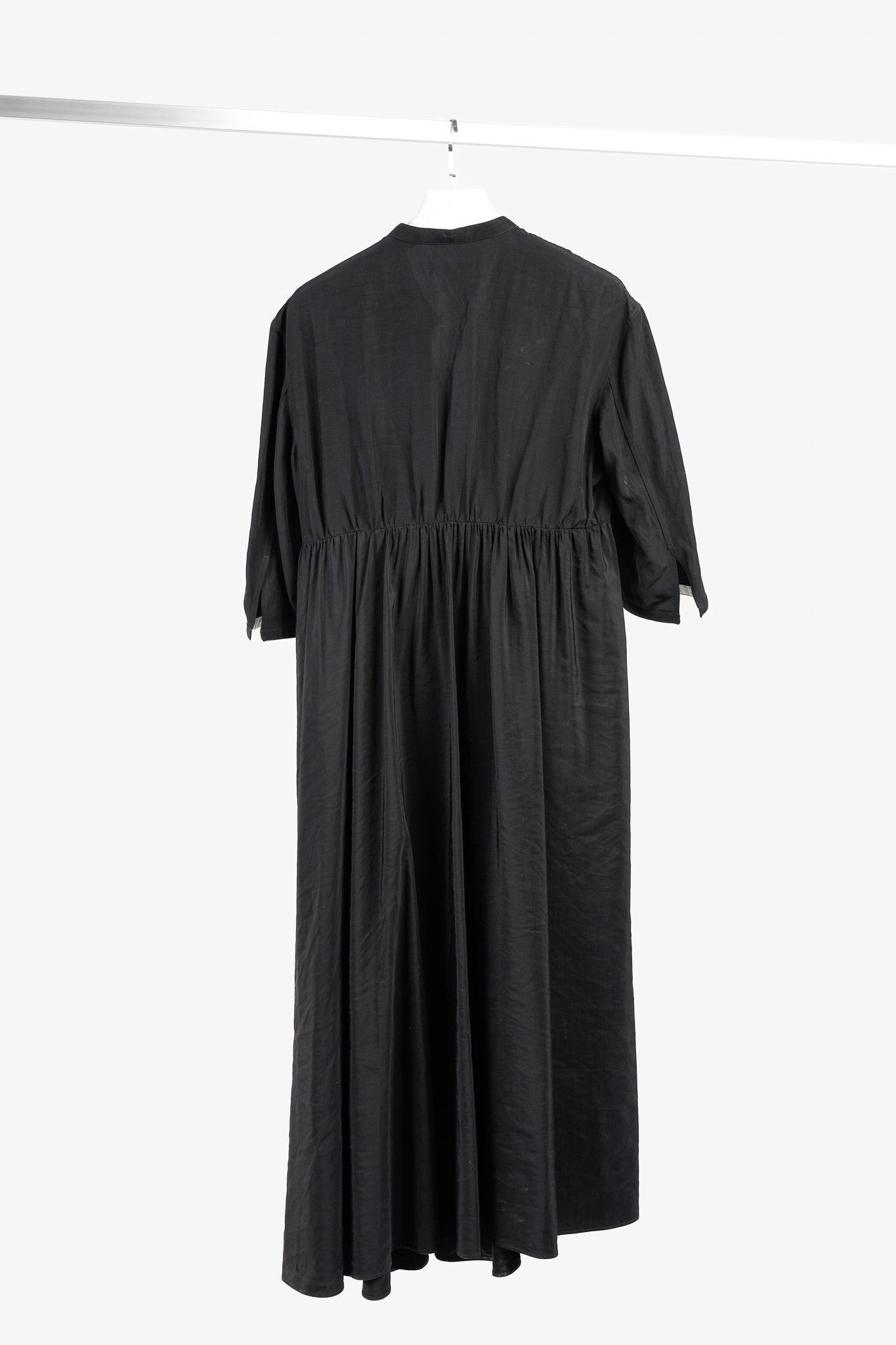 Jil Sander Jil Sander 2020 Black Linen Washi Paper Trim Maxi Dress Size L / US 10 / IT 46 - 2 Thumbnail