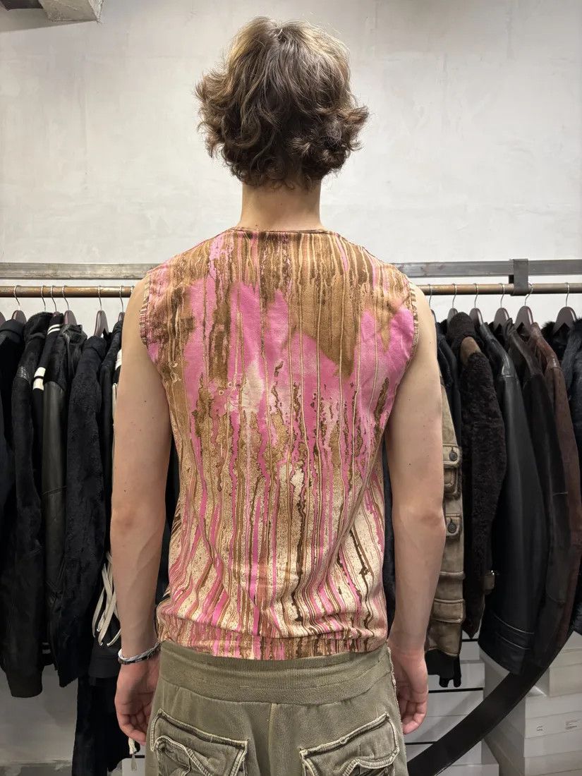 Roberto Cavalli × Vintage FW2001 Roberto Cavalli Pink Abstract Painted Tank Top Size US M / EU 48-50 / 2 - 4 Thumbnail