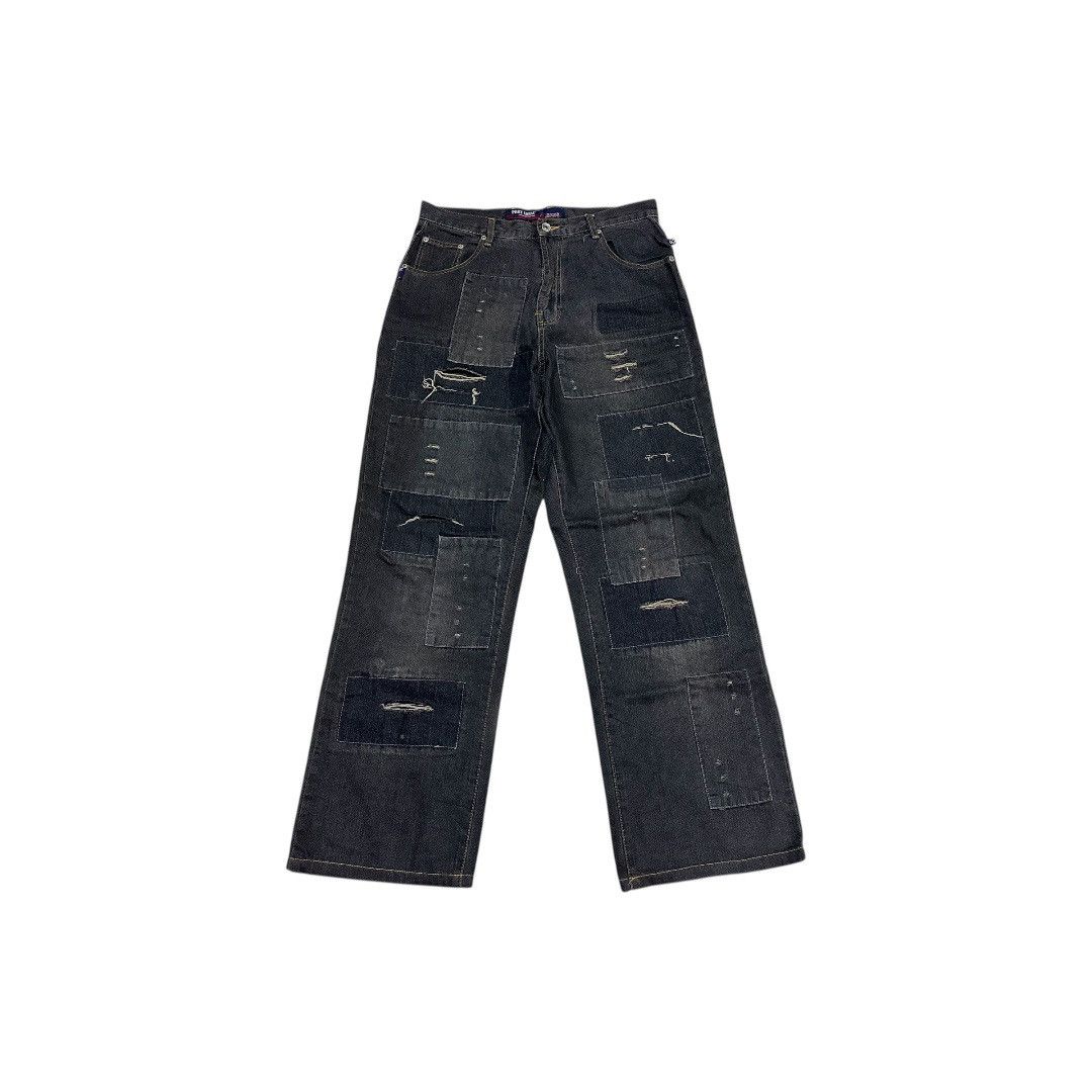 Japanese Brand 🔥Sick Y2K Phatfarm Patchwork Baggy Denim Distressed Size US 32 / EU 48 - 2 Thumbnail