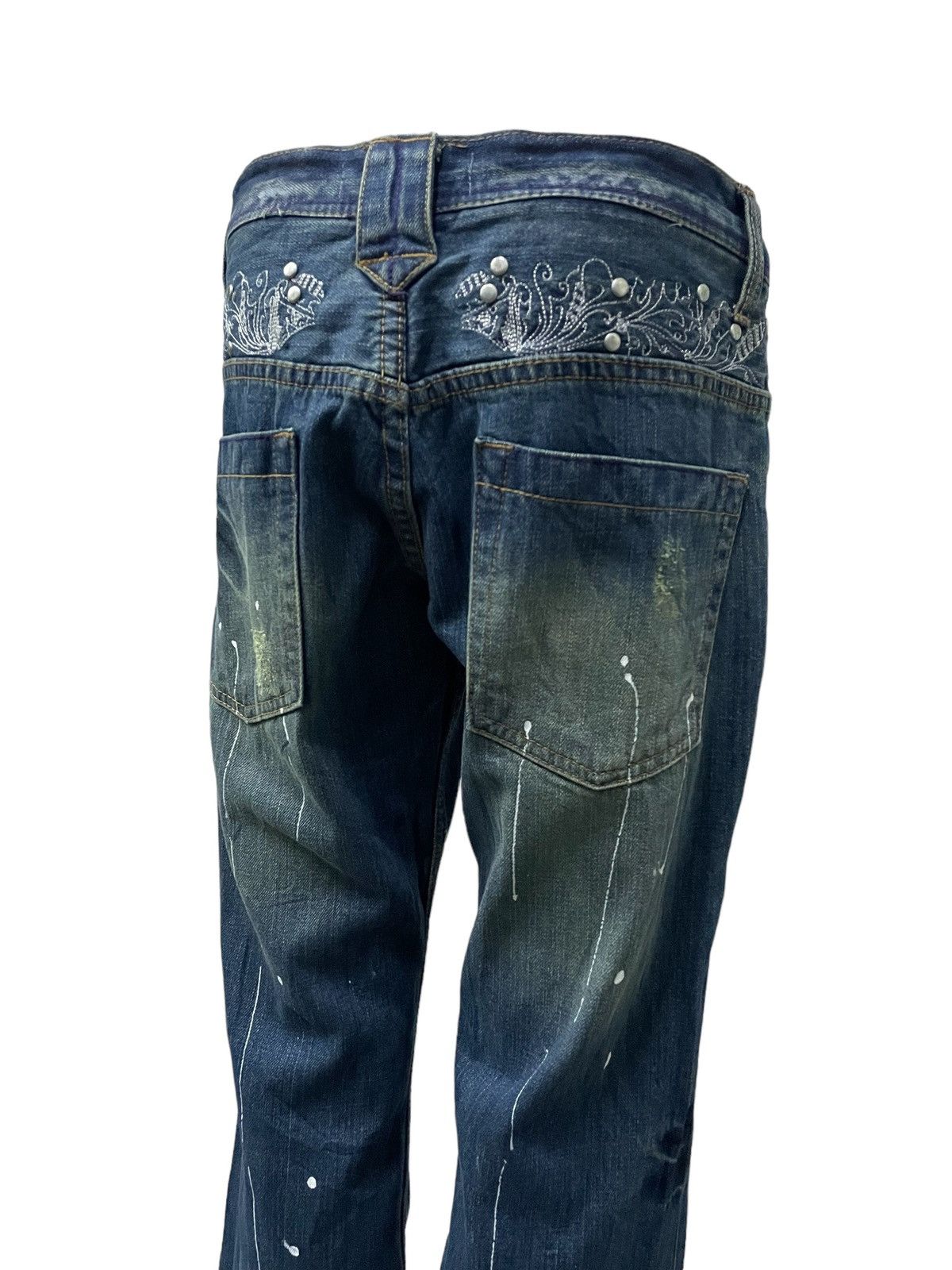 Hysteric Glamour × Japanese Brand Root Three Japan Paint Splatter Studded Flared Jeans Size US 32 / EU 48 - 8 Thumbnail