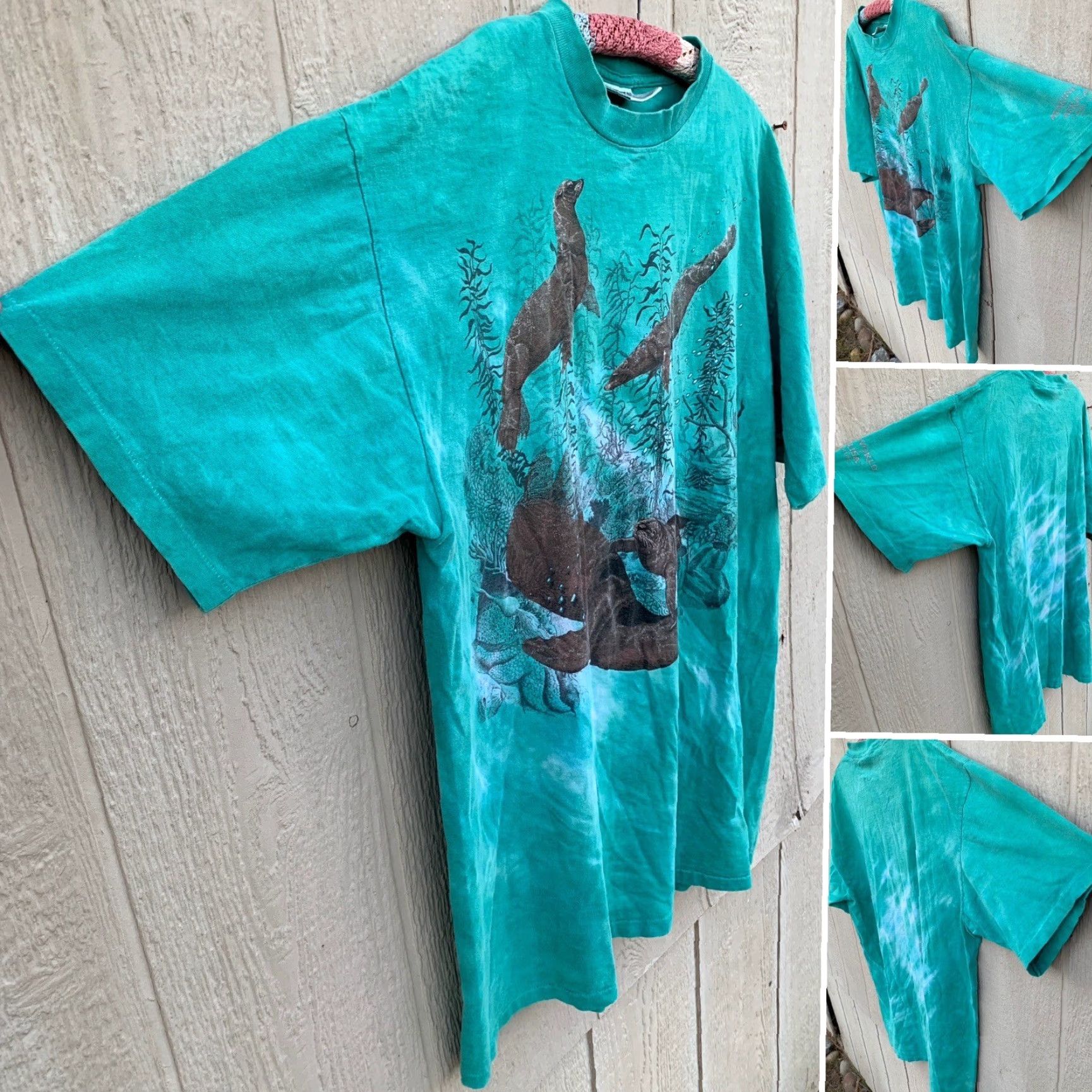 Vintage Vtg Marine World Africa USA Vallejo California Nature Tee T Shirt Seal Seals XL Shirt Men Green 1990s Graphic Tee USA Sportswear/Beach Size US XL / EU 56 / 4 - 7 Thumbnail