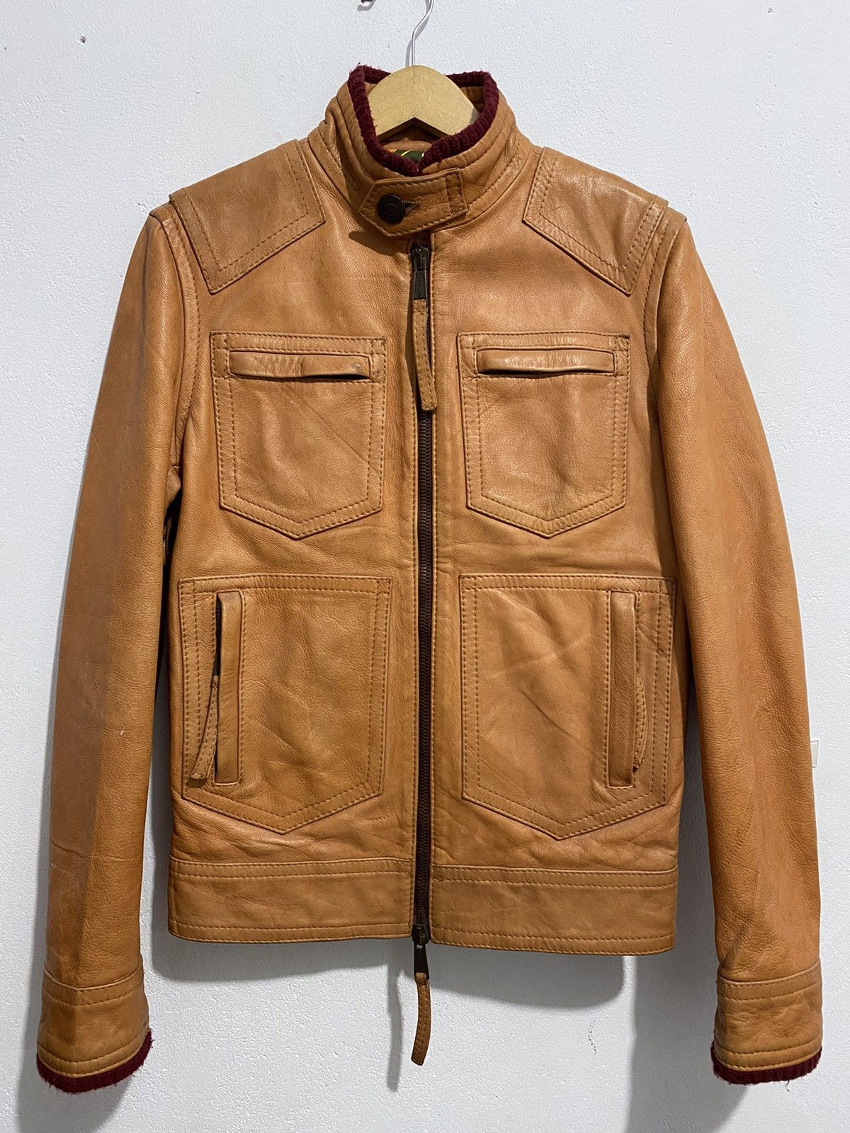 image of Archival Clothing x Dsquared2 Fall 2005 Dsquared2 Leather Jacket Brown Bikers, Men's (Size Small)