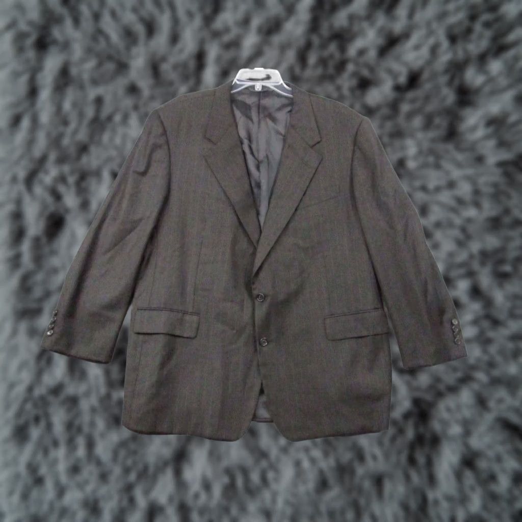 Vintage Hickey Freeman Blazer Jacket 48R Wool Solid Black Pinstripe EUC Size 48R - 1 Thumbnail