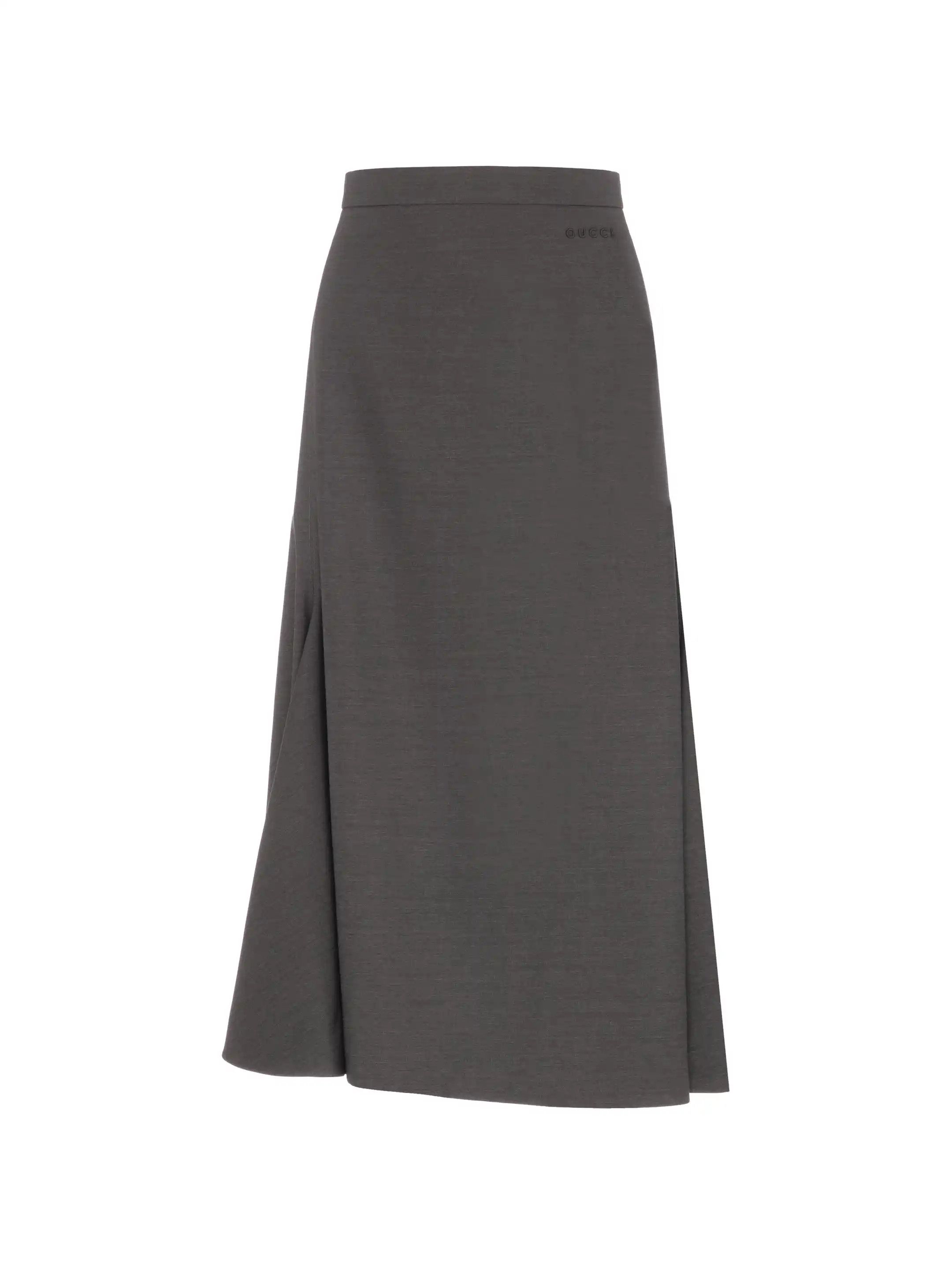 Gucci o1B3y1r0426 Wool Midi Skirt in Gray Size 38" / US 16 / IT 52 - 1 Thumbnail