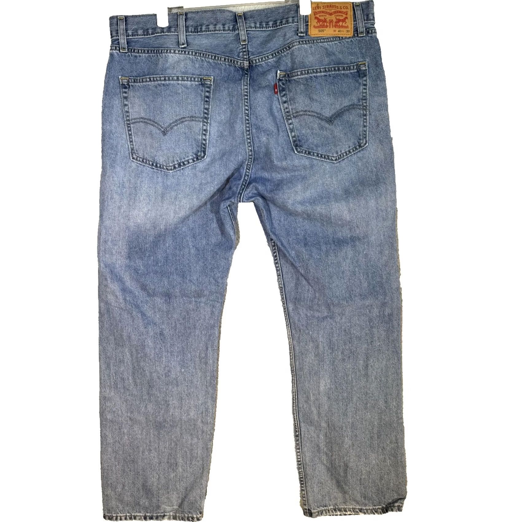 Levi's Levi's 505 Jeans Mens 40x30 Straight Leg Medium Wash Blue Classic Fit Denim Size US 40 / EU 56 - 2 Thumbnail