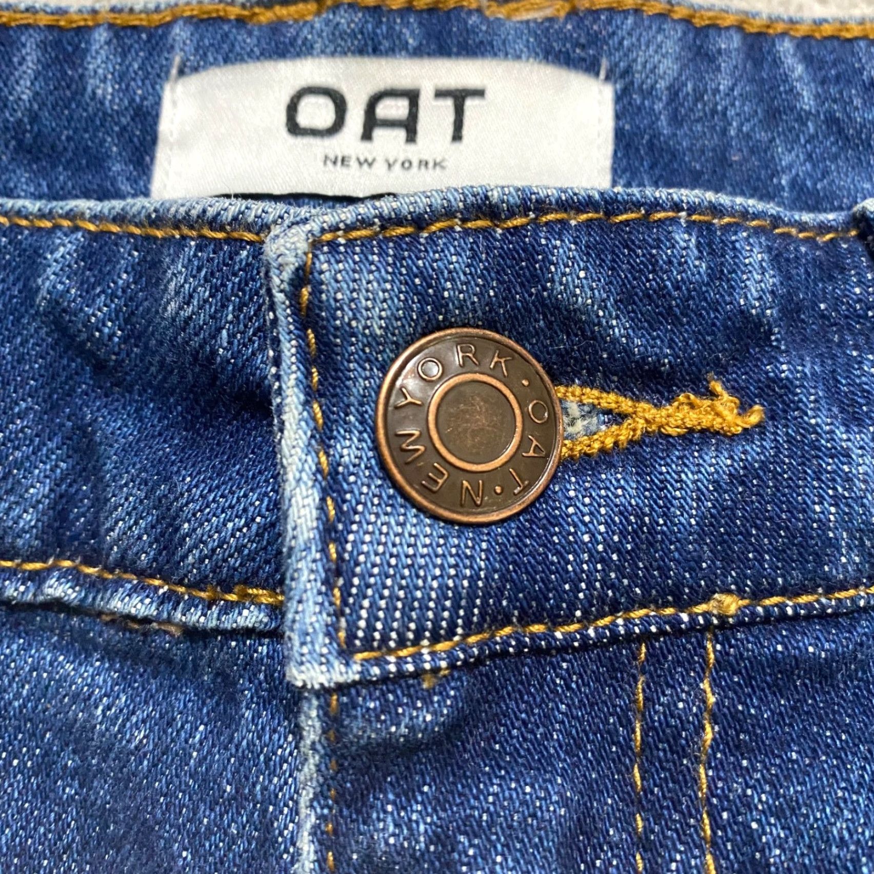 Denime OAT New York Jeans Womens Crop Blue Denim Medium Wash Distressed Raw Hem 25 in. Size 42" / US 20 - 4 Thumbnail