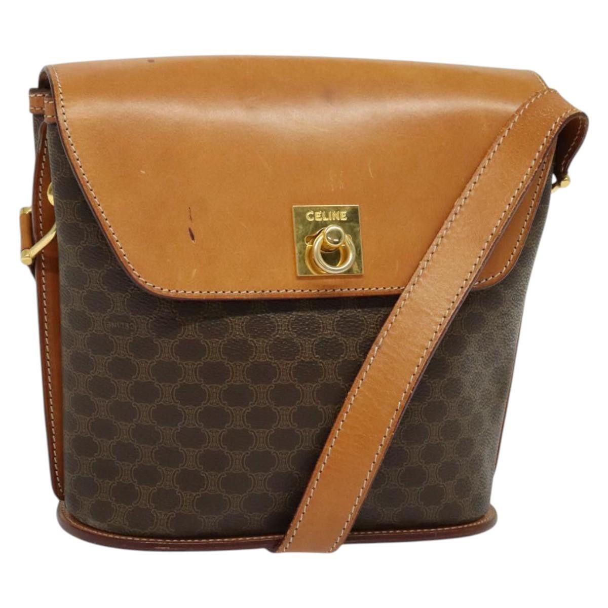 Celine CELINE Macadam Canvas Shoulder Bag Pvc Leather Brown Gold Size ONE SIZE - 1 Thumbnail