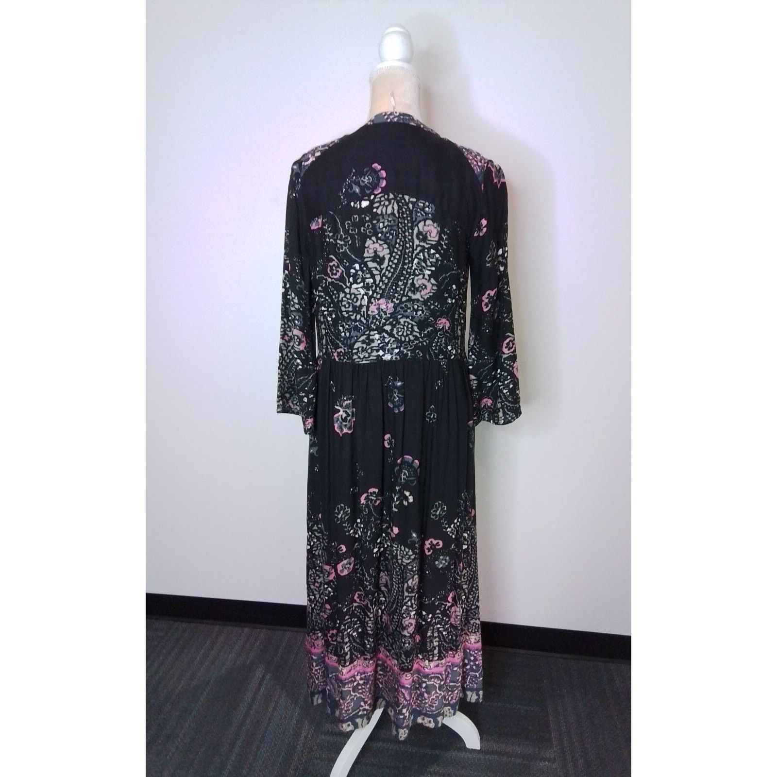 Free People Free People Dress Women's XS Long Sleeve Maxi Black Print Size XS / US 0-2 / IT 36-38 - 5 Thumbnail