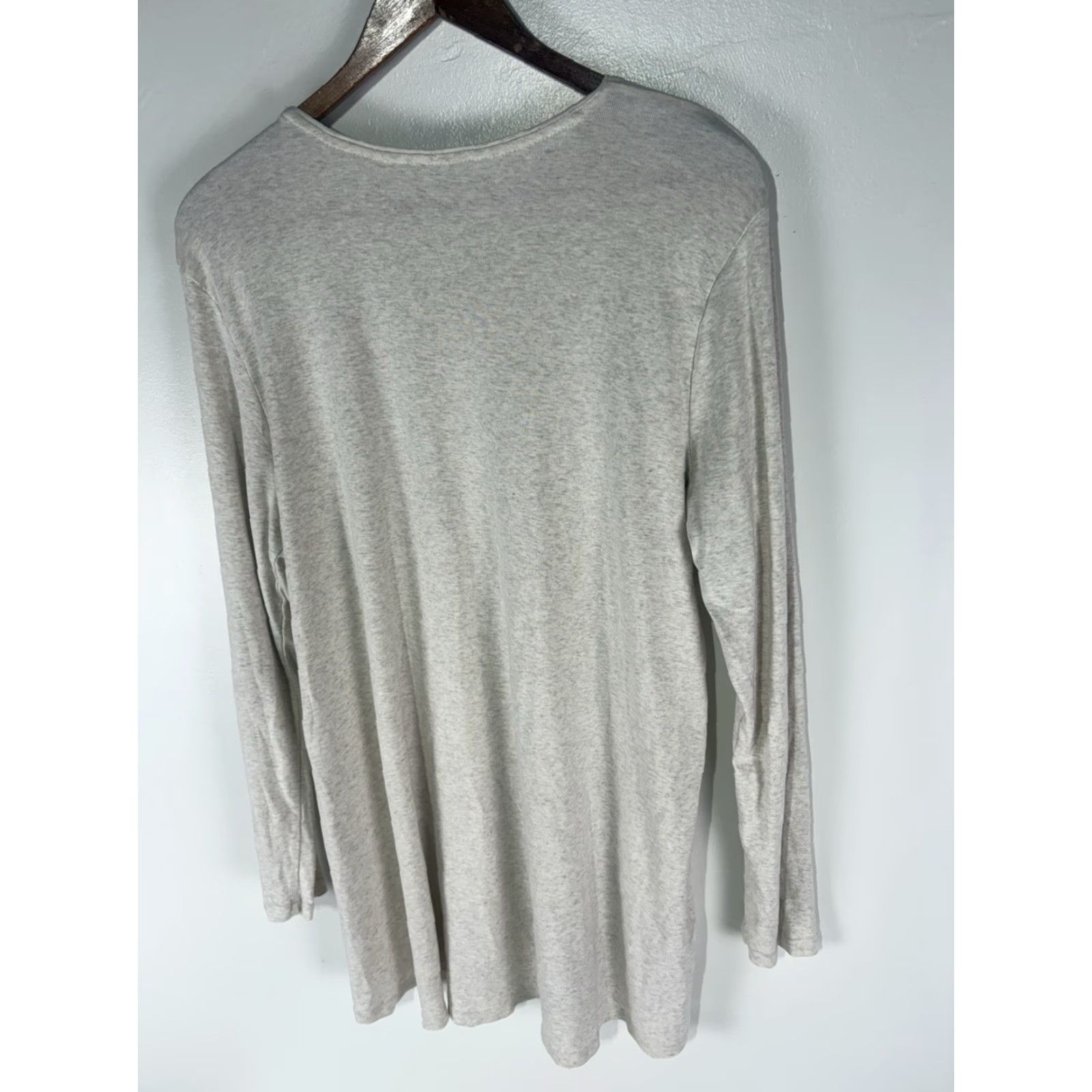 J. Jill J. Jill Shirt Adult Large Ivory 100% Pima Cotton Tunic Crew Neck Long Sleeve Womens Size L / US 10 / IT 46 - 4 Thumbnail