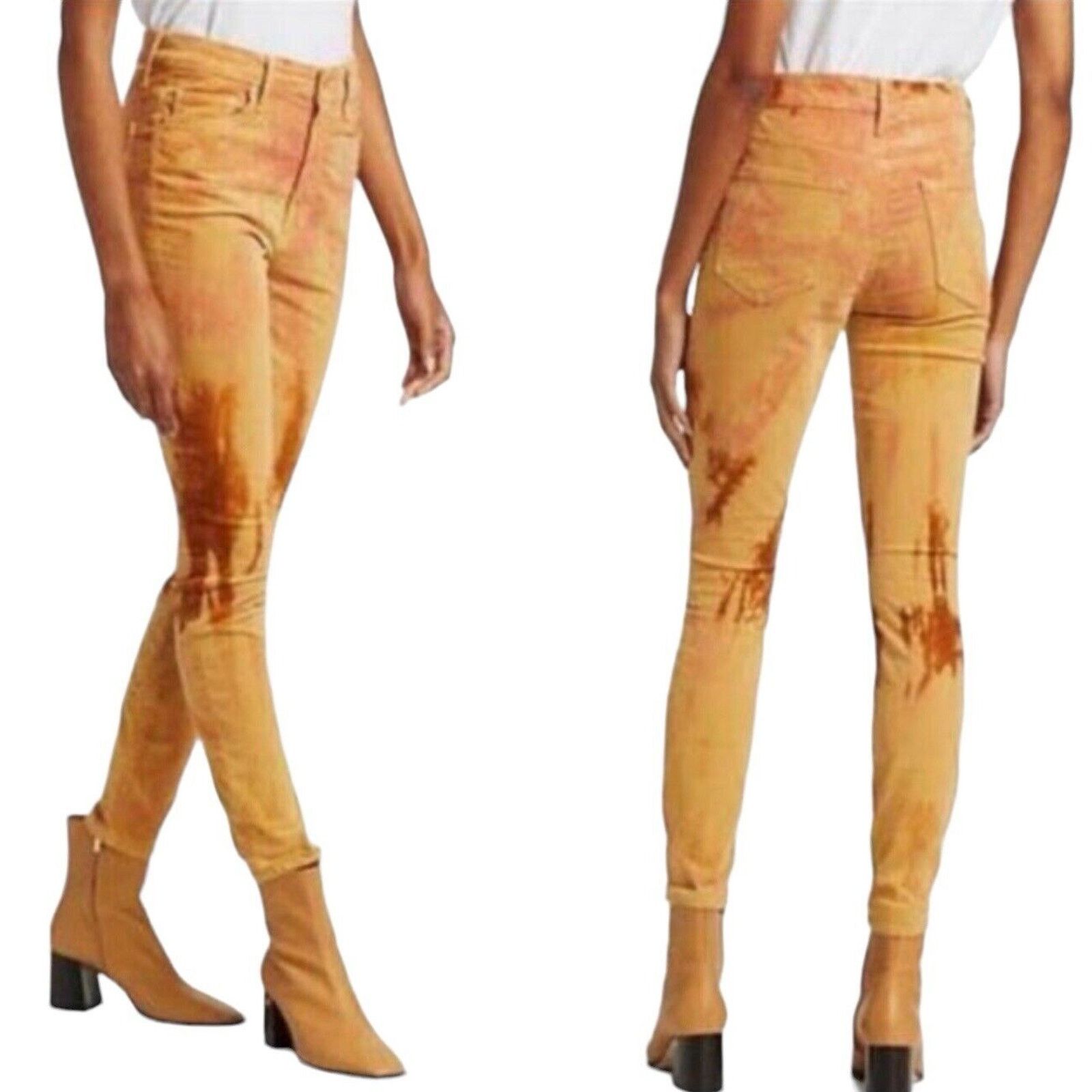 MOTHER Mother Looker Corduroy Skinny Pants Orange Tie Dye Size 28 Size 28" / US 6 / IT 42 - 2 Thumbnail