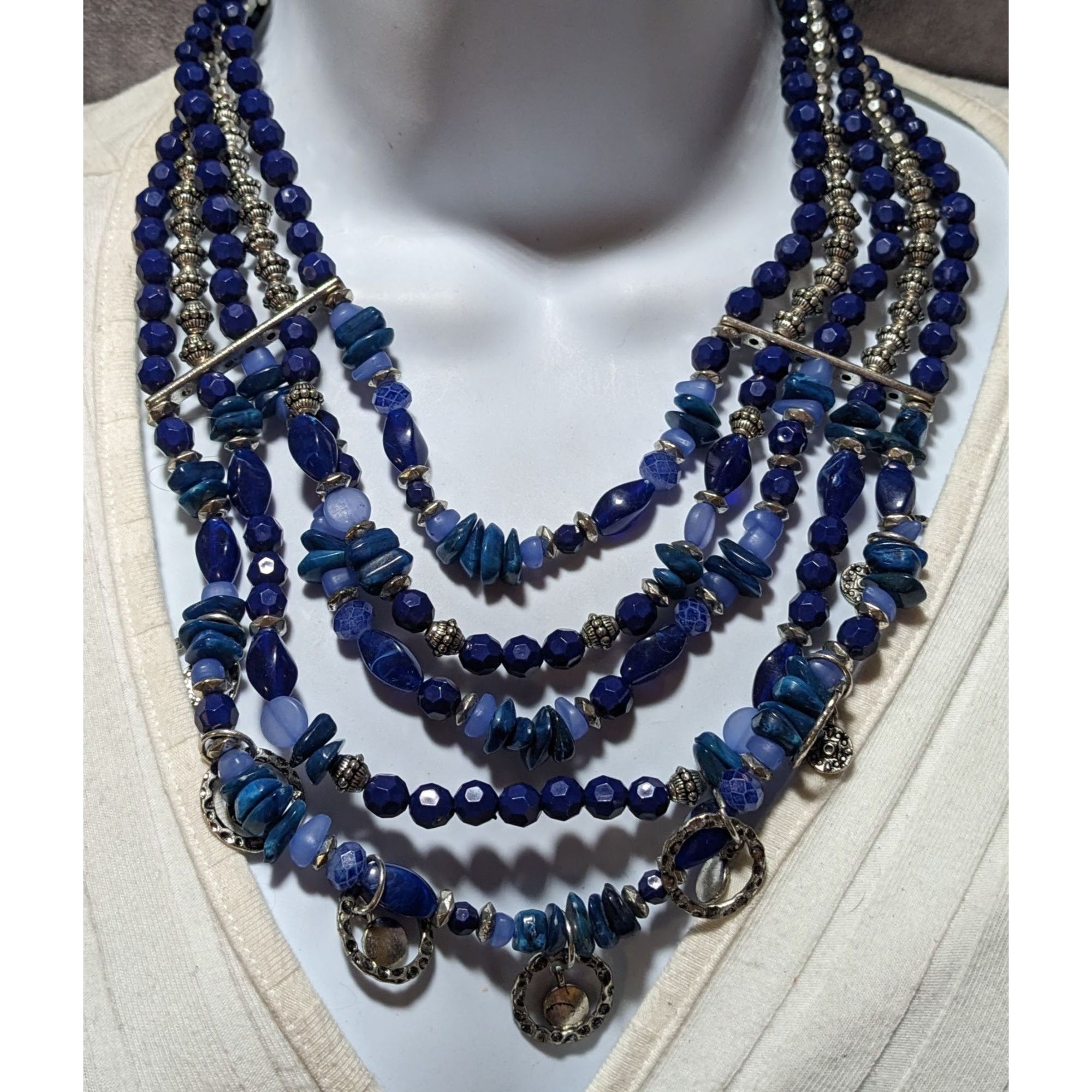 Other Silver And Blue Bohemian Bib Necklace Size ONE SIZE - 6 Thumbnail