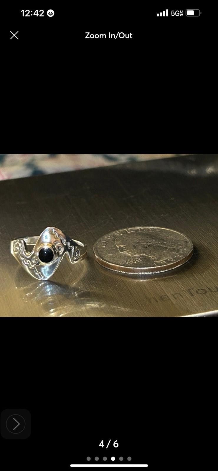 The Unbranded Brand STERLING SILVER WOMEN'S RING WITH BLACK ONYX Size 6.5 Size ONE SIZE - 3 Thumbnail