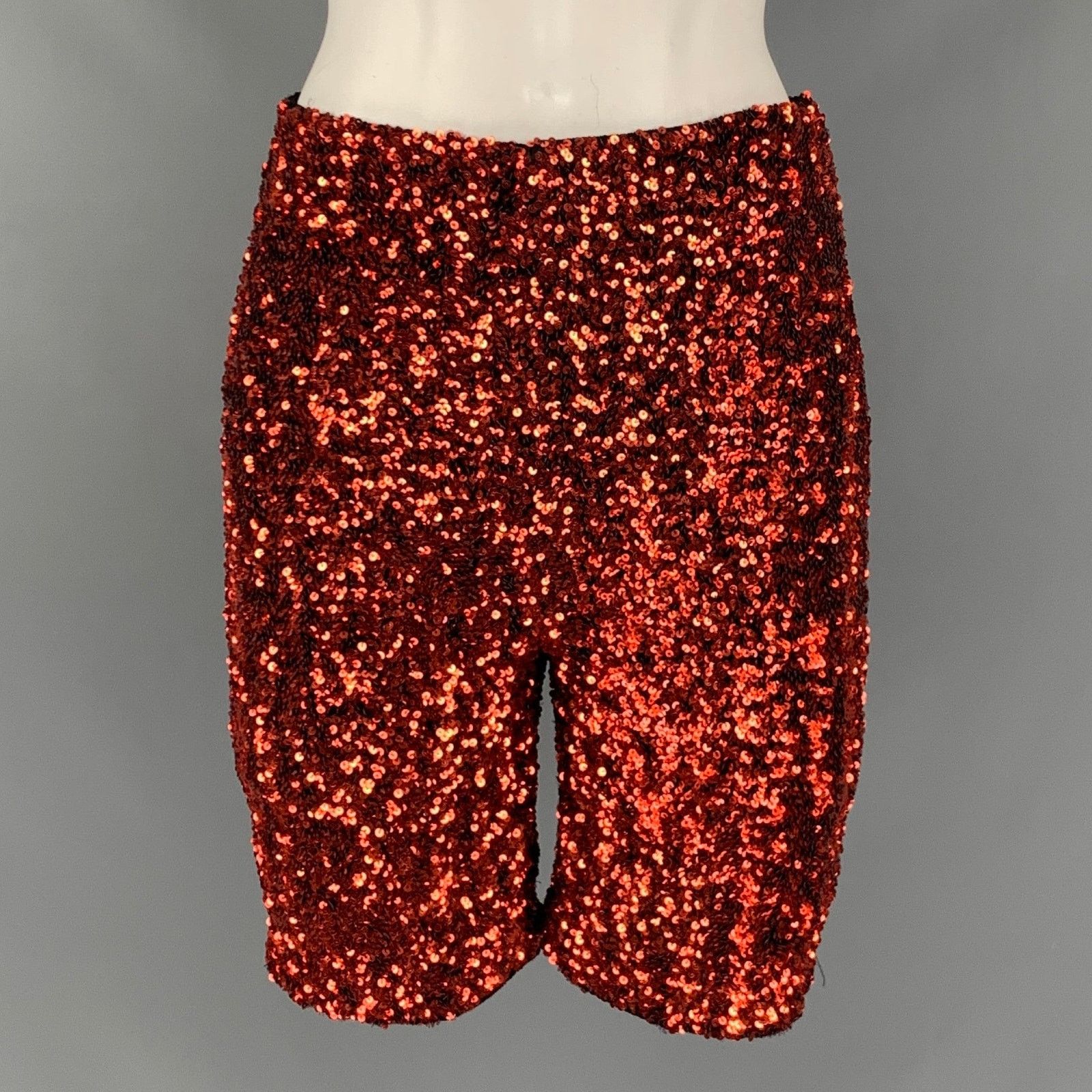 Retrofete RETROFETE Size S Orange Sequined Shorts Size 27" / US 4 / IT 40 - 1 Thumbnail