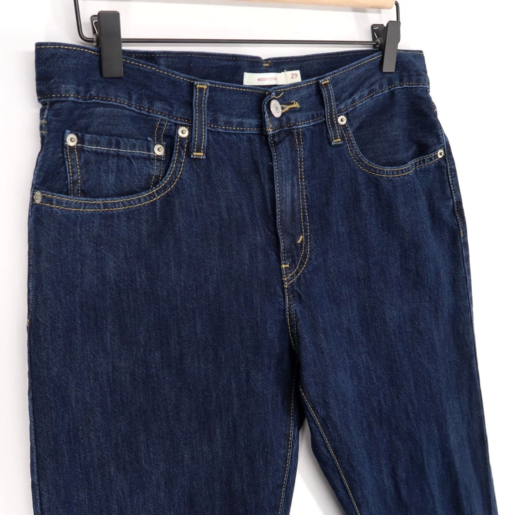 Levi's Levis Middy Straight Jeans Women 29 Dark Blue Mid Rise Regular Inseam 29 Pockets Cotton Denim Size 29" - 2 Thumbnail