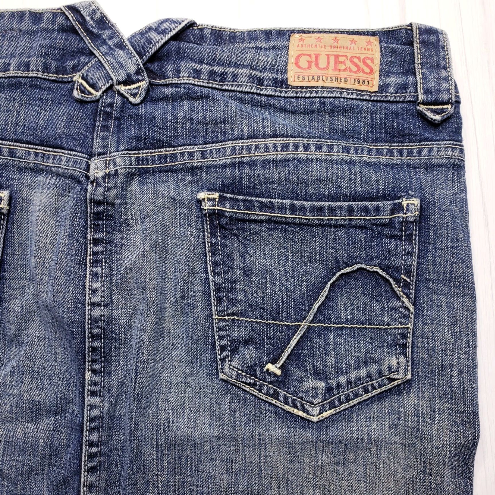 Guess VINTAGE GUESS JEANS Womens Denim Blue Pencil Straight Skirt 29, Knee Length, 90s Size 29" - 4 Thumbnail