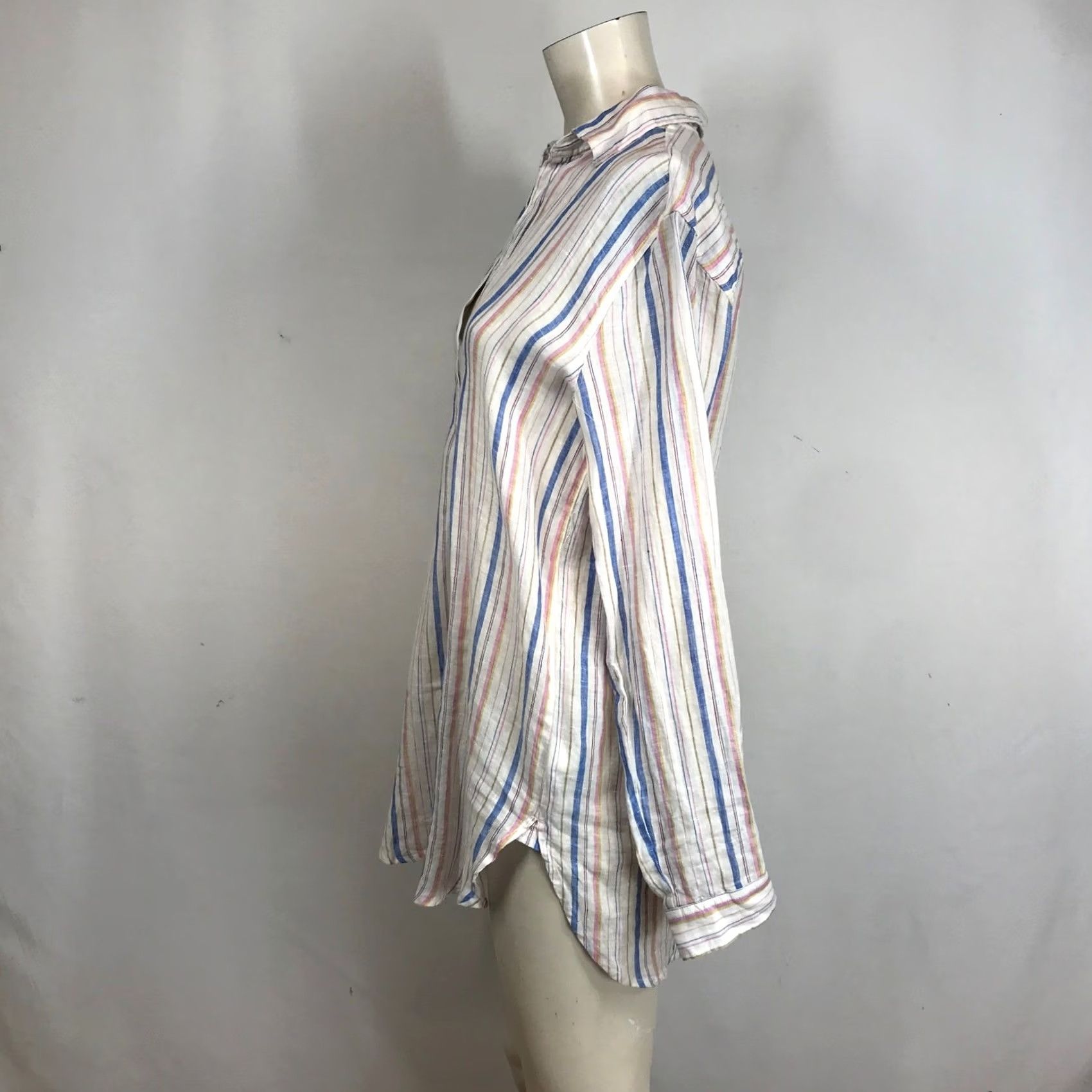 Gap GAP Womens Striped Linen Blend Tunic Shirt - Blue Pink Yellow Size S / US 4 / IT 40 - 6 Thumbnail