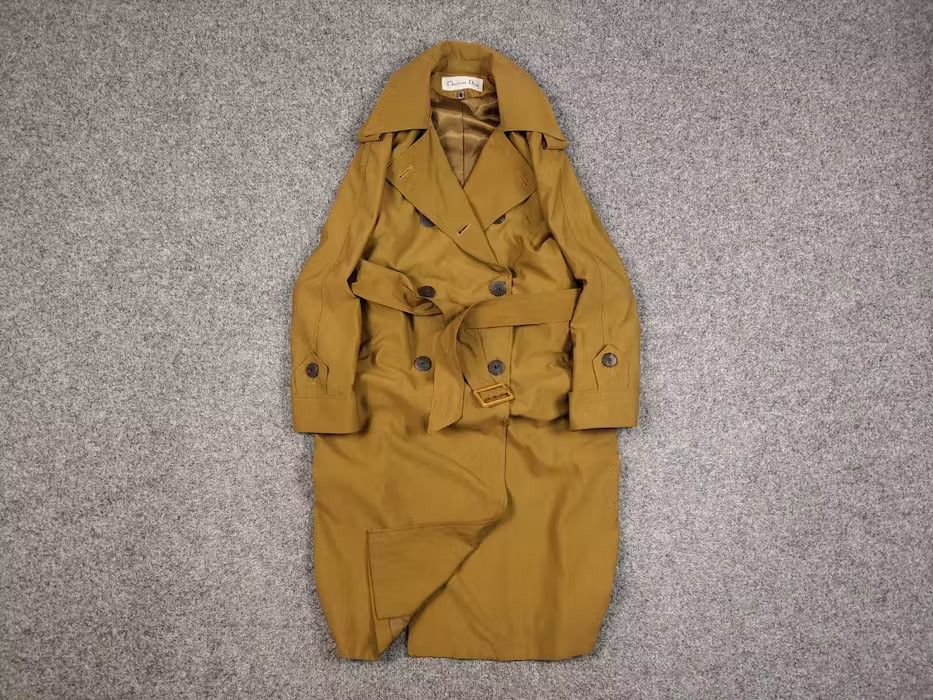 Christian Dior Monsieur Vintage 90's Christian Dior Yellow Gold Trench Coat Jacket Size M / US 6-8 / IT 42-44 - 1 Thumbnail