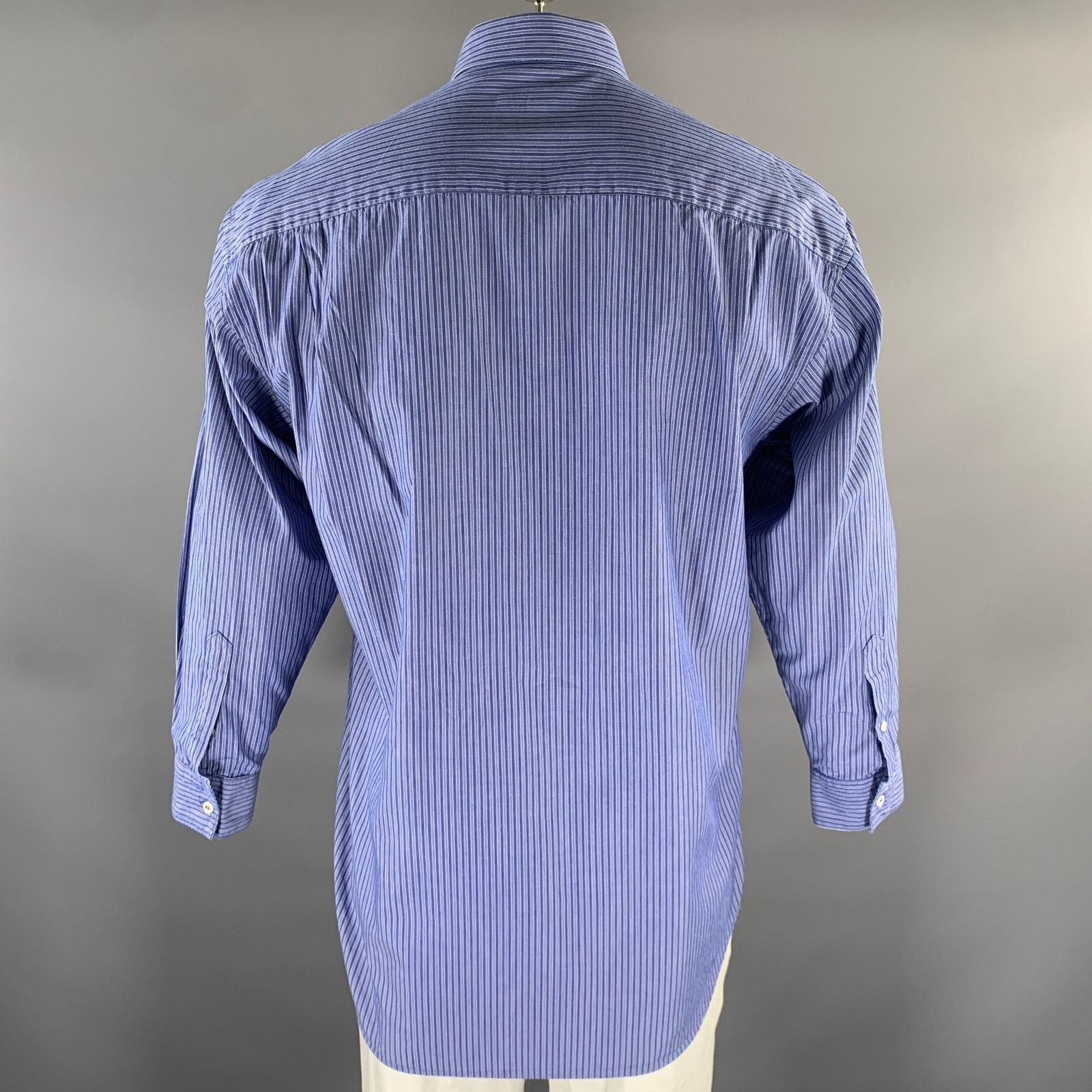 Dior CHRISTIAN DIOR L Blue White Stripe Cotton Vintage LS Shirt Size US L / EU 52-54 / 3 - 4 Thumbnail