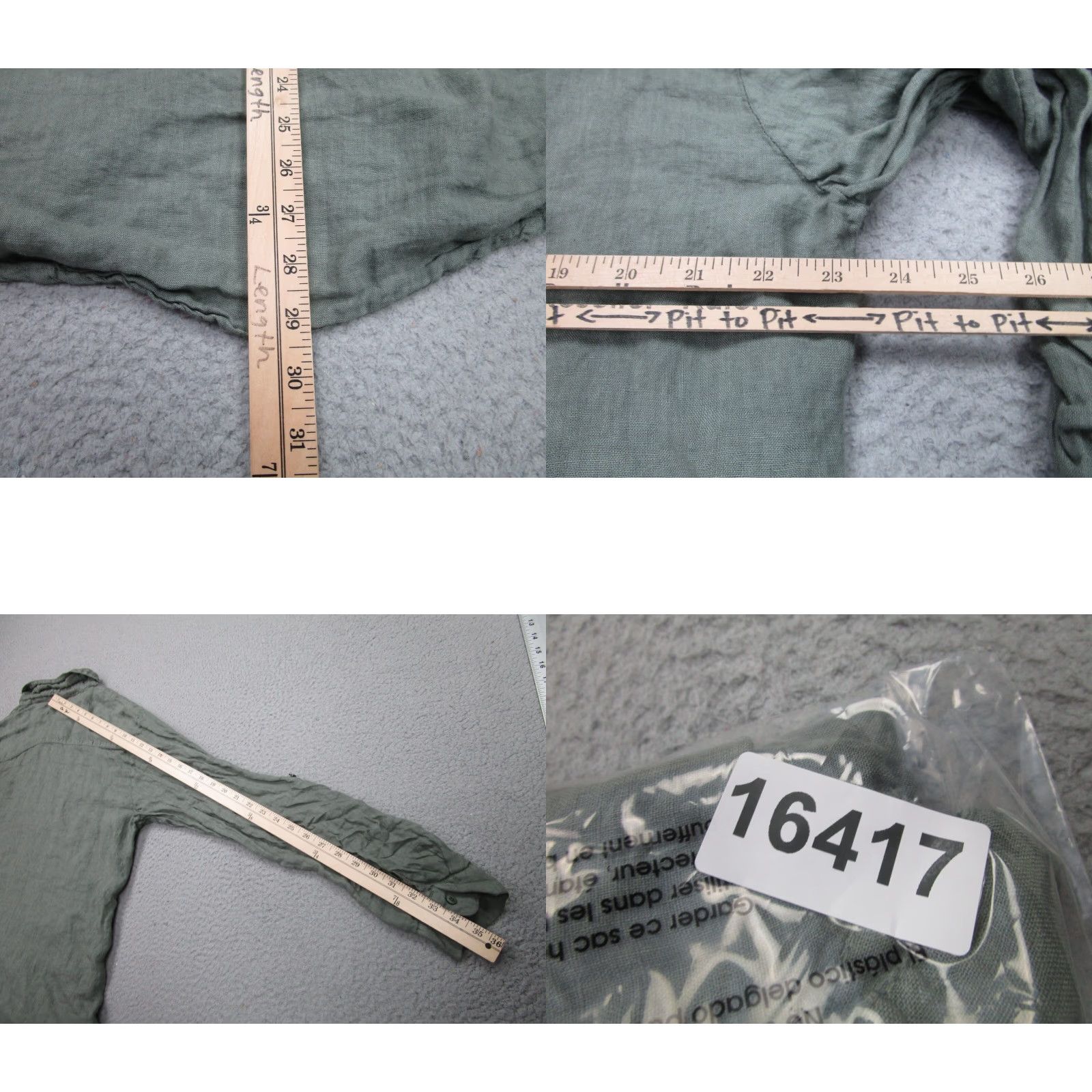Vintage VINTAGE Focus Shirt Womens 2XL Green Linen Roll-Tab Sleeve Button-Up Collared Chambray Italy Size XXL / US 16-18 / IT 52-54 - 8 Thumbnail