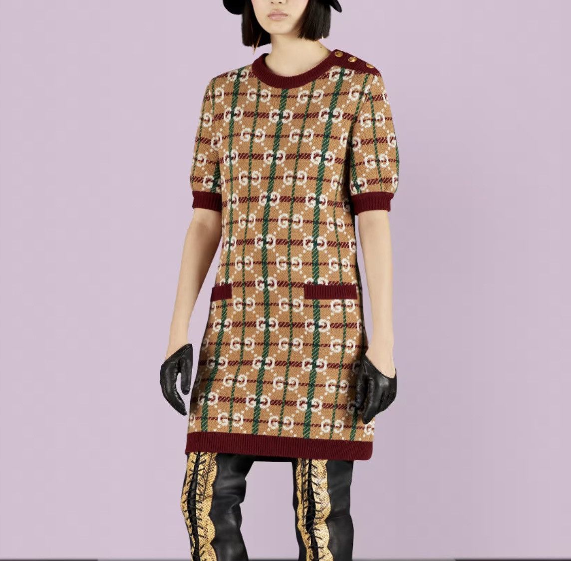 Gucci Gucci Monogram Checked Wool Intarsia Dress size XXL Size XXL / US 16-18 / IT 52-54 - 4 Thumbnail