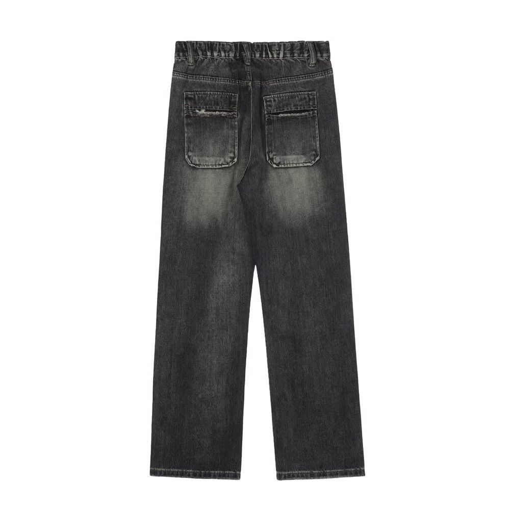 Japanese Brand × Jean Street washed distressed loose straight men's casual jeans Size US 34 / EU 50 - 2 Thumbnail