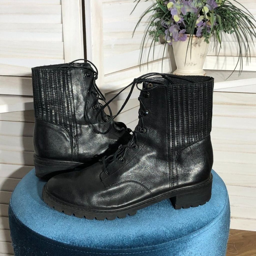 SCHUTZ Schutz black combat boots leather rubber sole sz 40 9 Size US 9 / IT 39 - 3 Thumbnail