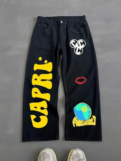 Jean × Vintage Baggy skate Y2K Street graphic drip jeans Size US 30 / EU 46 - 1 Thumbnail