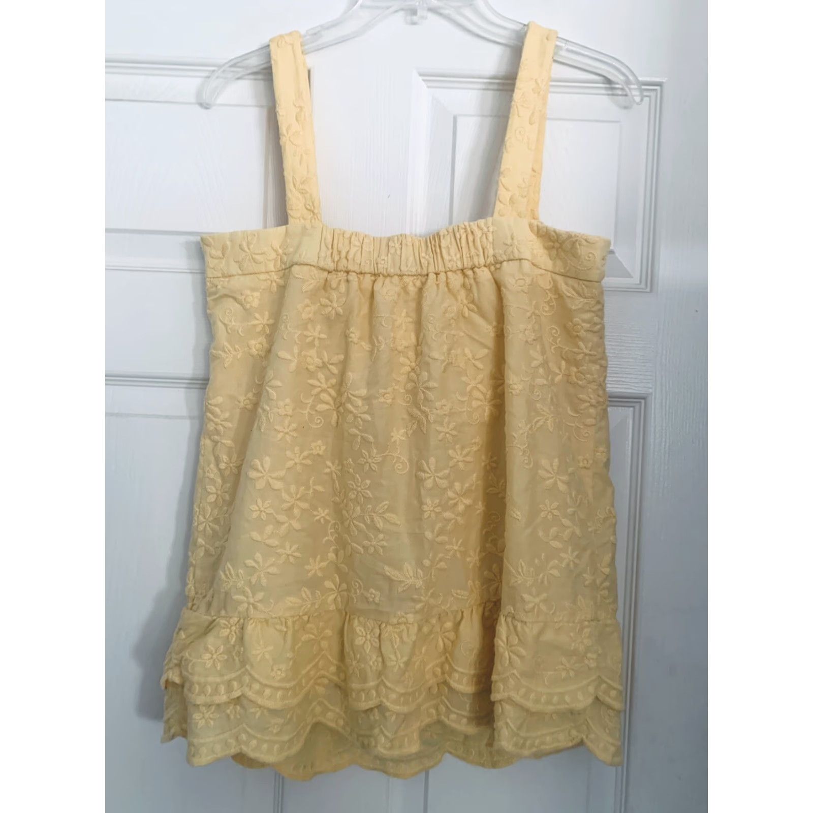 Juicy Couture VINTAGE Juicy Couture Women's Tank Top Ruffle Yellow Floral M Cotton Size M / US 6-8 / IT 42-44 - 4 Thumbnail