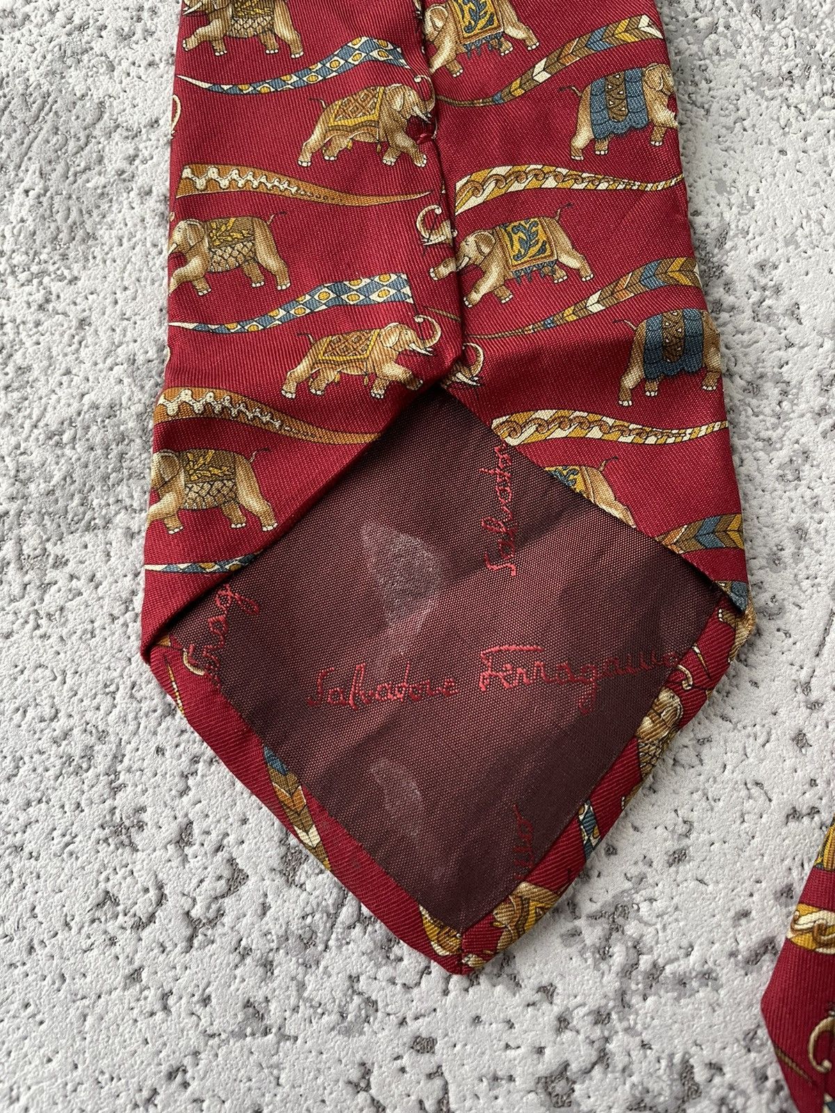 Salvatore Ferragamo × Vintage Vintage Salvatore Ferragamo Elephant Print Silk Ties Size ONE SIZE - 8 Thumbnail