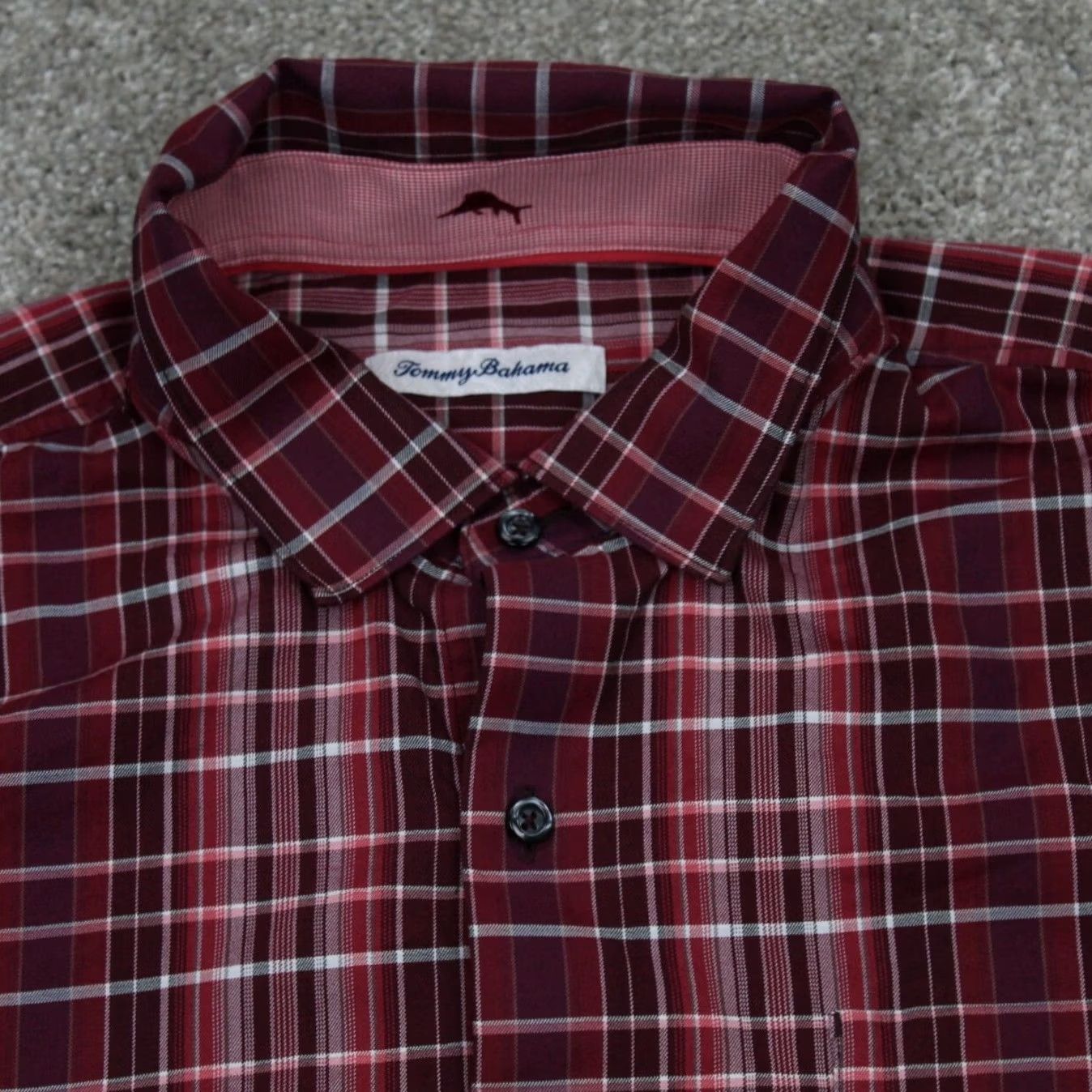 Tommy Bahama Tommy Bahama Shirt Mens Large Red Cotton/Silk Blend Button-Down L/S Plaid Casual Beach Hawaiian Size US L / EU 52-54 / 3 - 6 Thumbnail