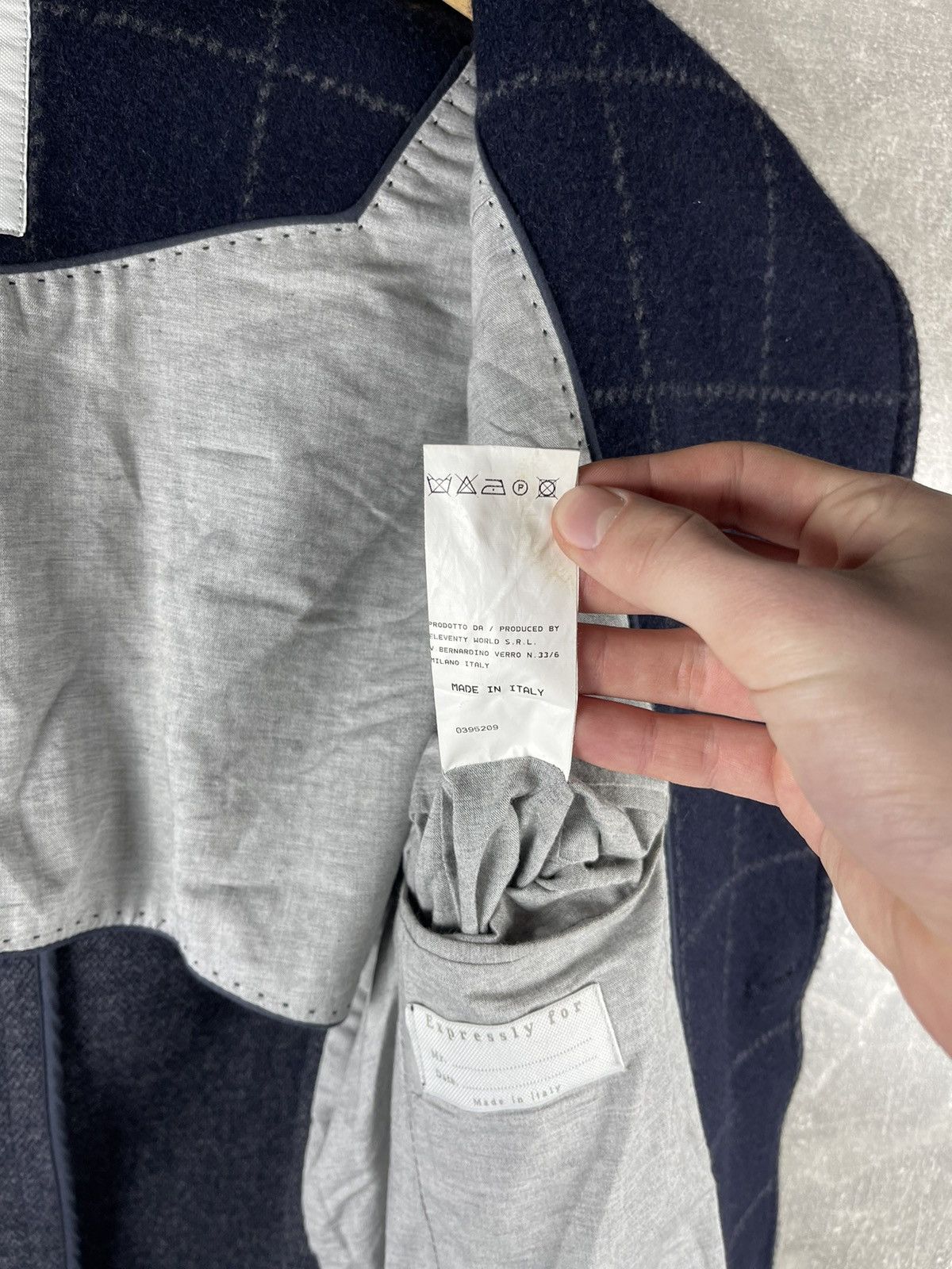Eleventy Eleventy Platinum Wool Cashmere Check Coat Navy Blue Size US M / EU 48-50 / 2 - 15 Thumbnail