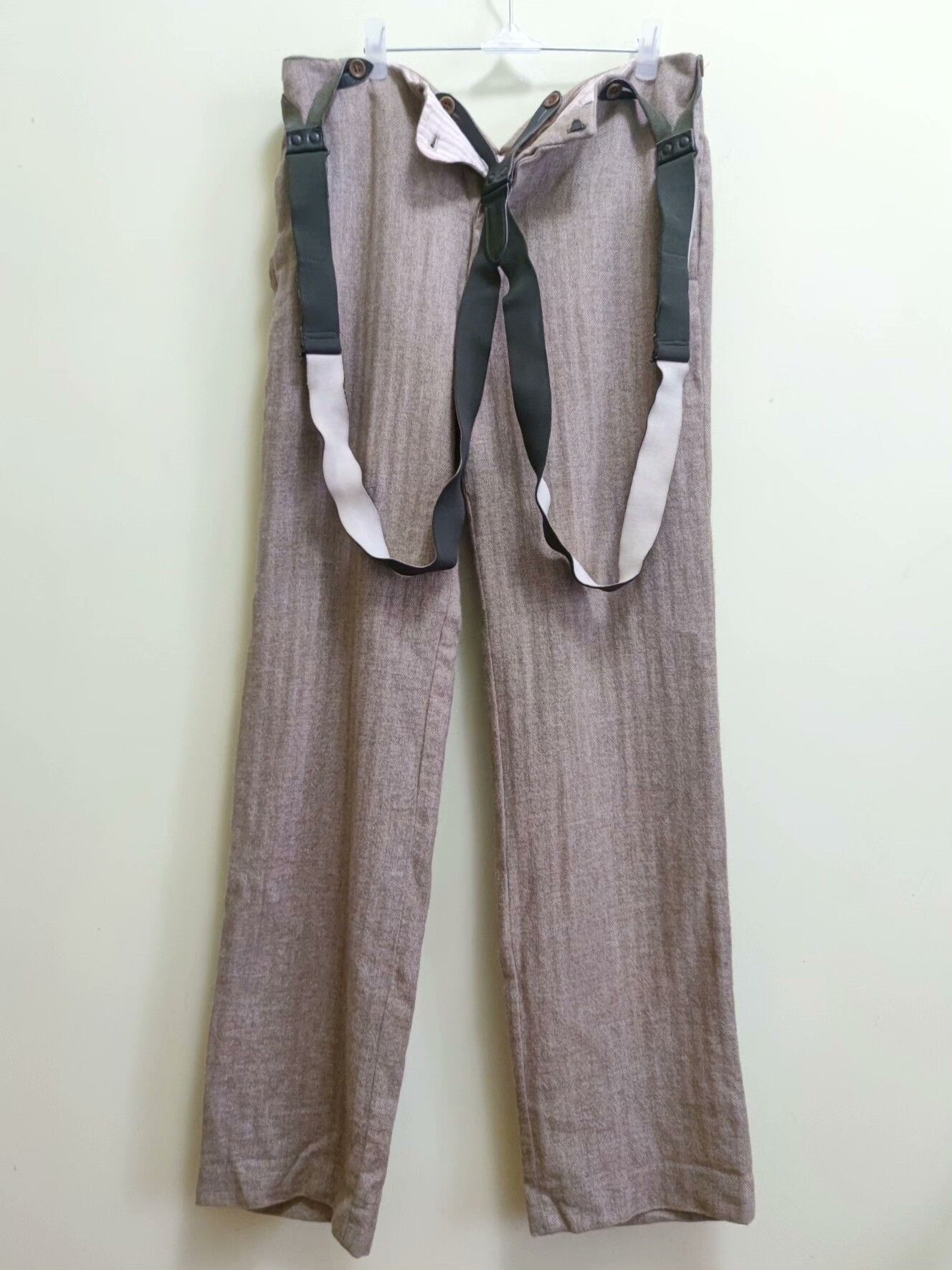 Ziggy Chen Men's Wool Suspenders with Herringbone Pattern Size US 34 / EU 50 - 1 Thumbnail