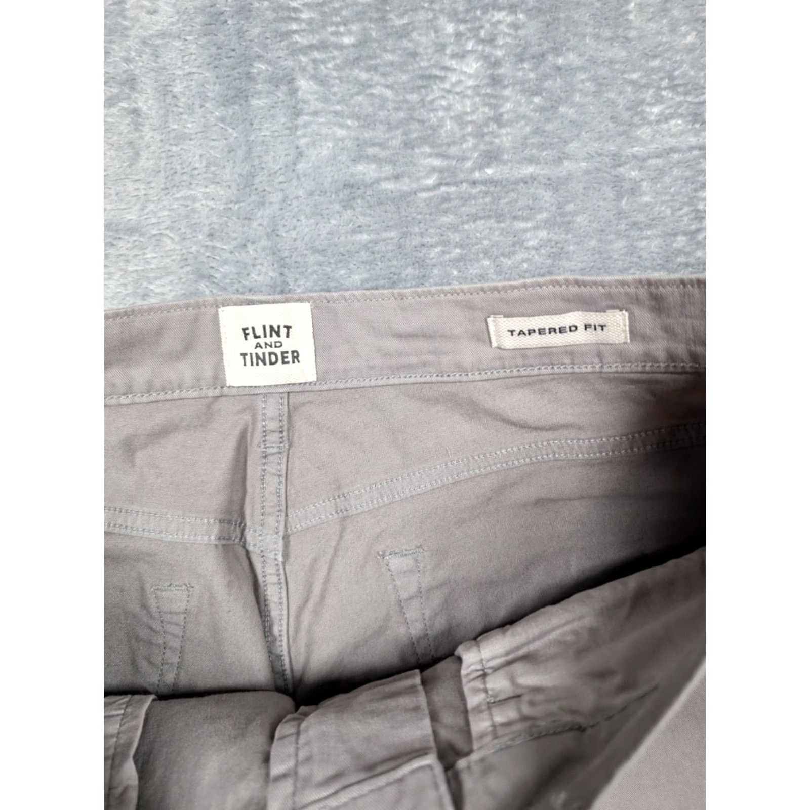 Flint And Tinder Flint and Tinder Pants Men's 32x29.5 Slim Fit 5-Pocket Gray Canvas Cotton Blend Stretch Straight Leg Flat Front Modern City College PreppyMens Size US 32 / EU 48 - 5 Thumbnail