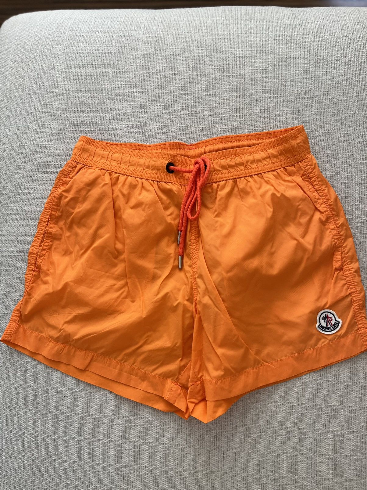 Moncler Moncler Logo Patch Swim Shorts - Bright Orange Size US 30 / EU 46 - 8 Thumbnail